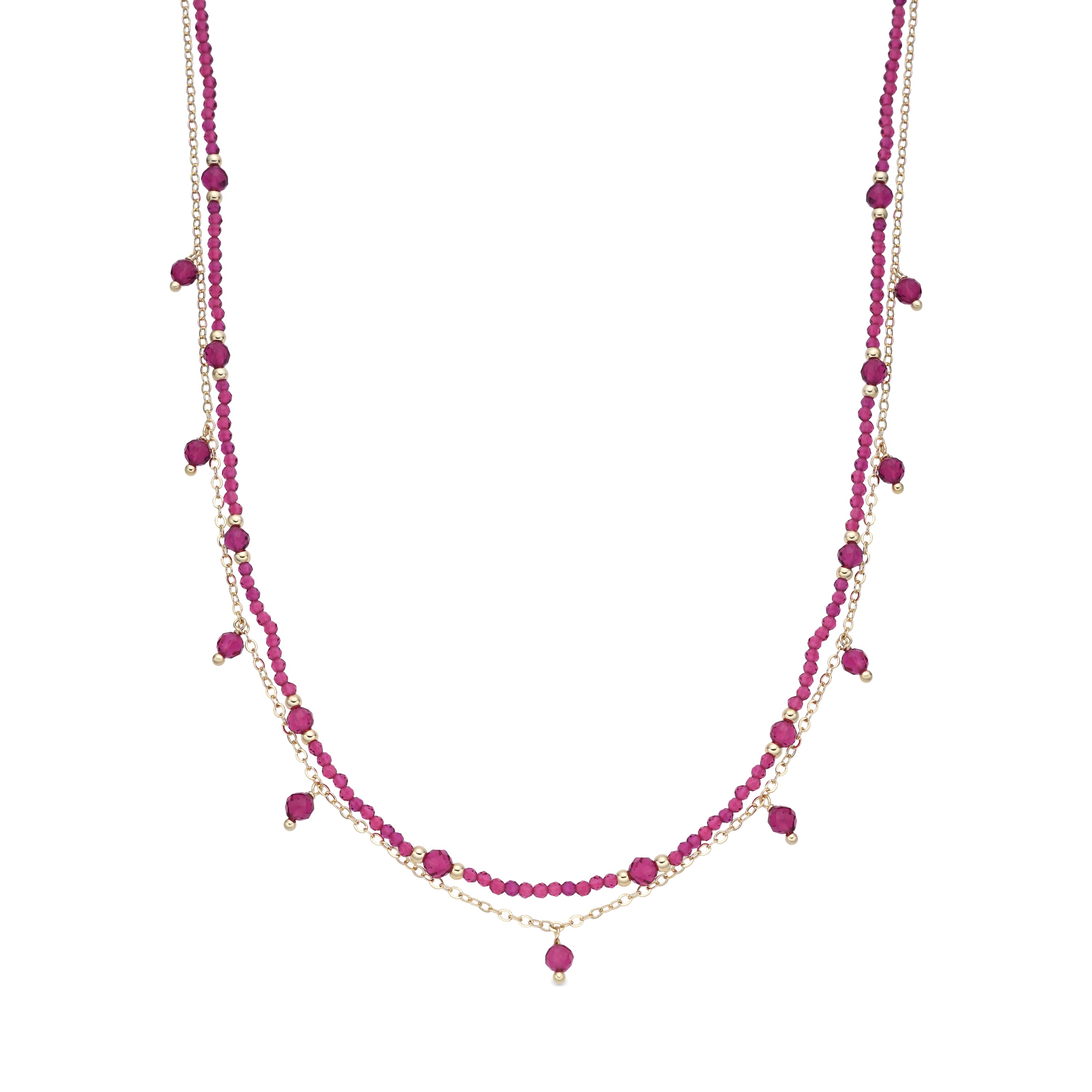 Collar de Cristal Rosa acabado en oro amarillo 18k - Aira
