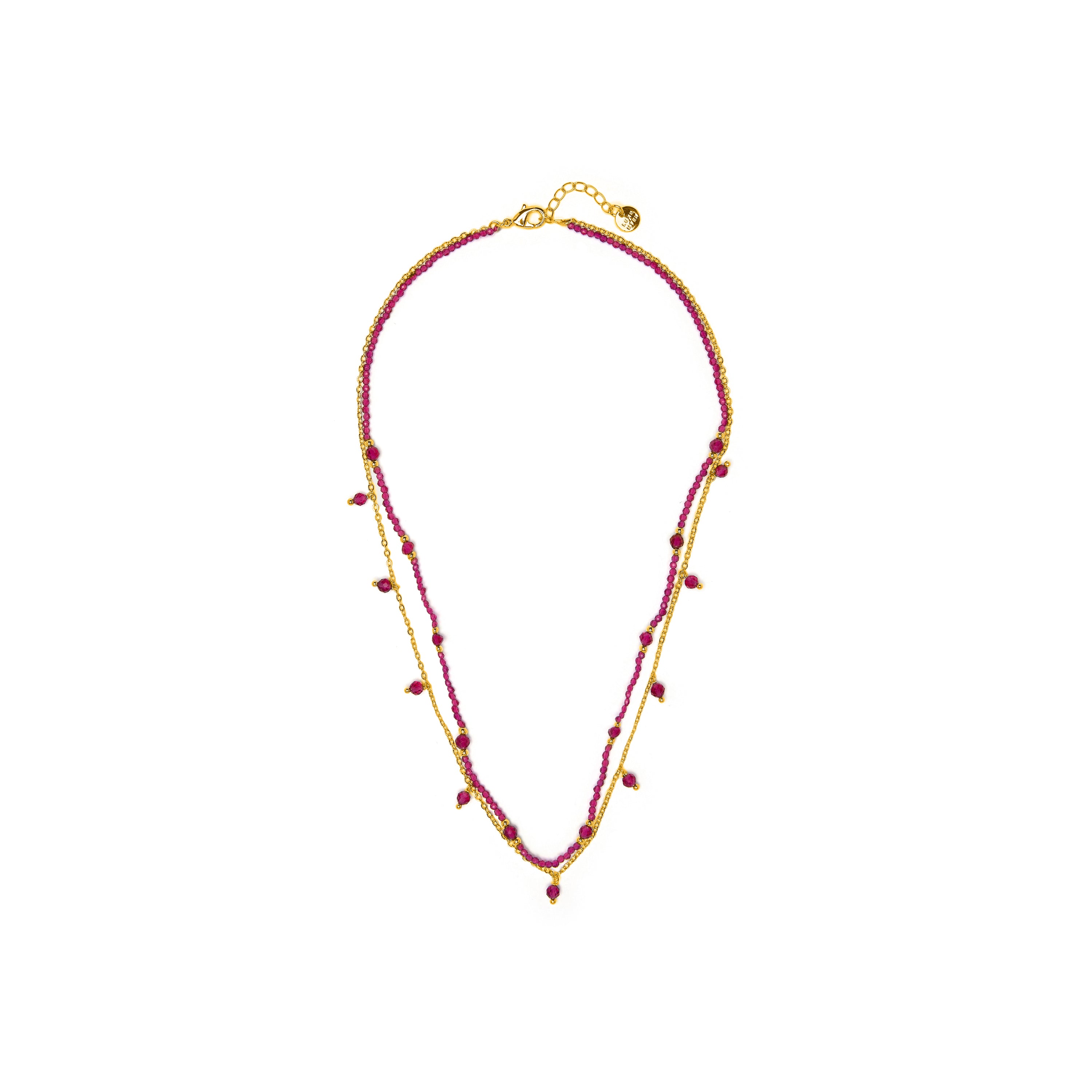 Collar de Cristal Rosa acabado en oro amarillo 18k - Aira