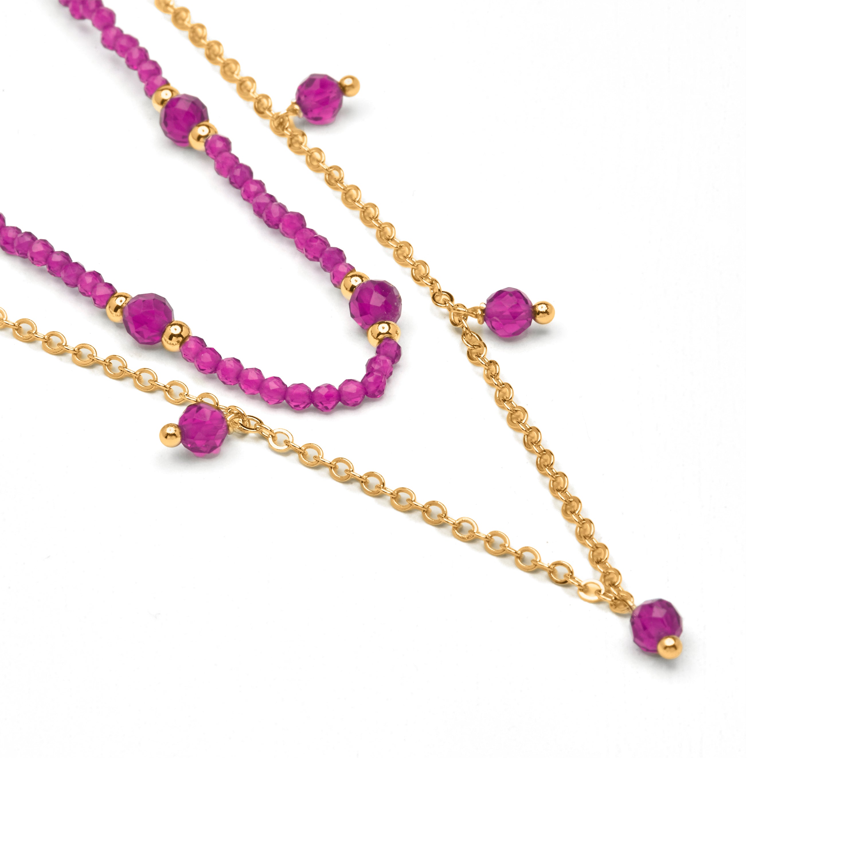 Collar de Cristal Rosa acabado en oro amarillo 18k - Aira