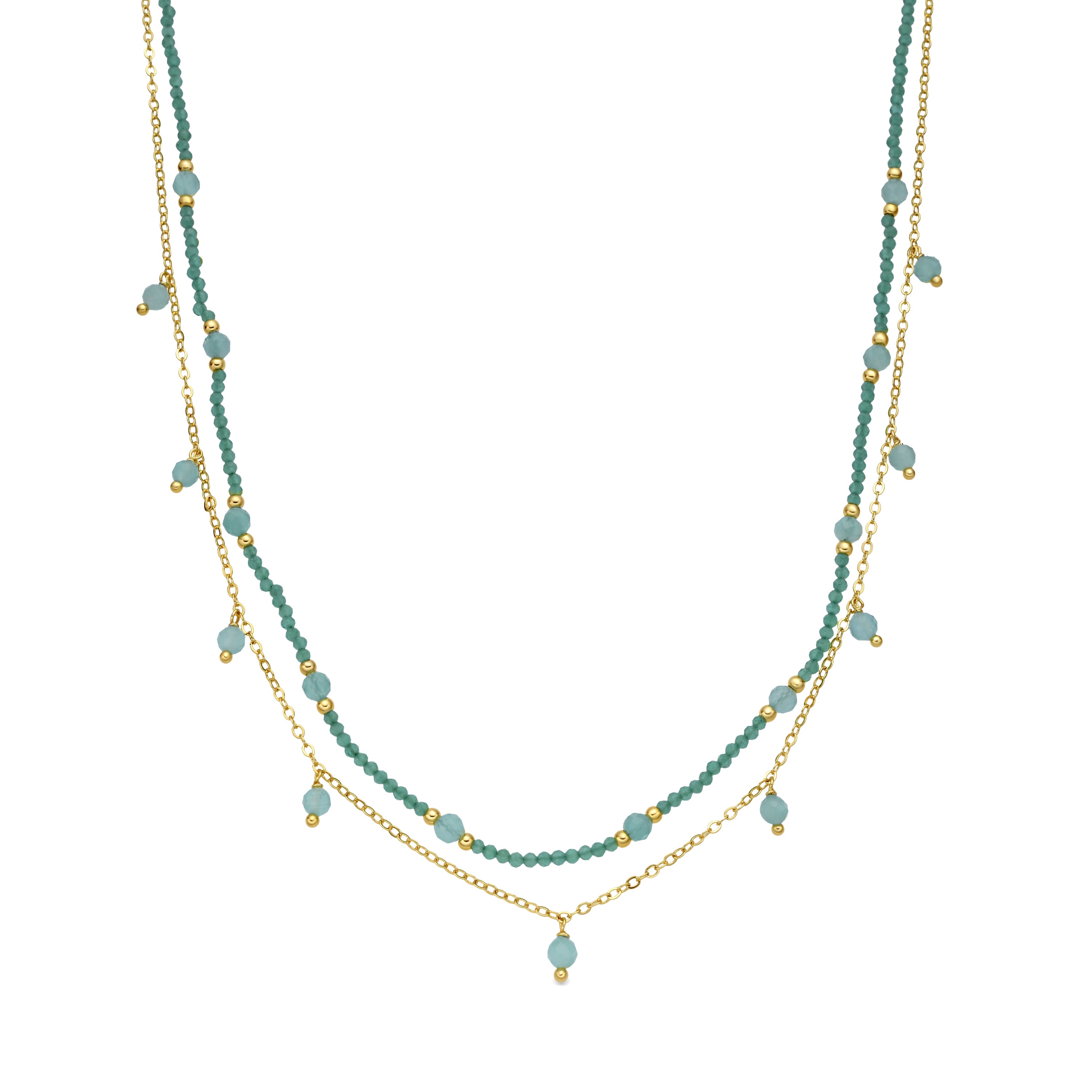 Collar de Cristal Verde acabado en oro amarillo 18k - Aira