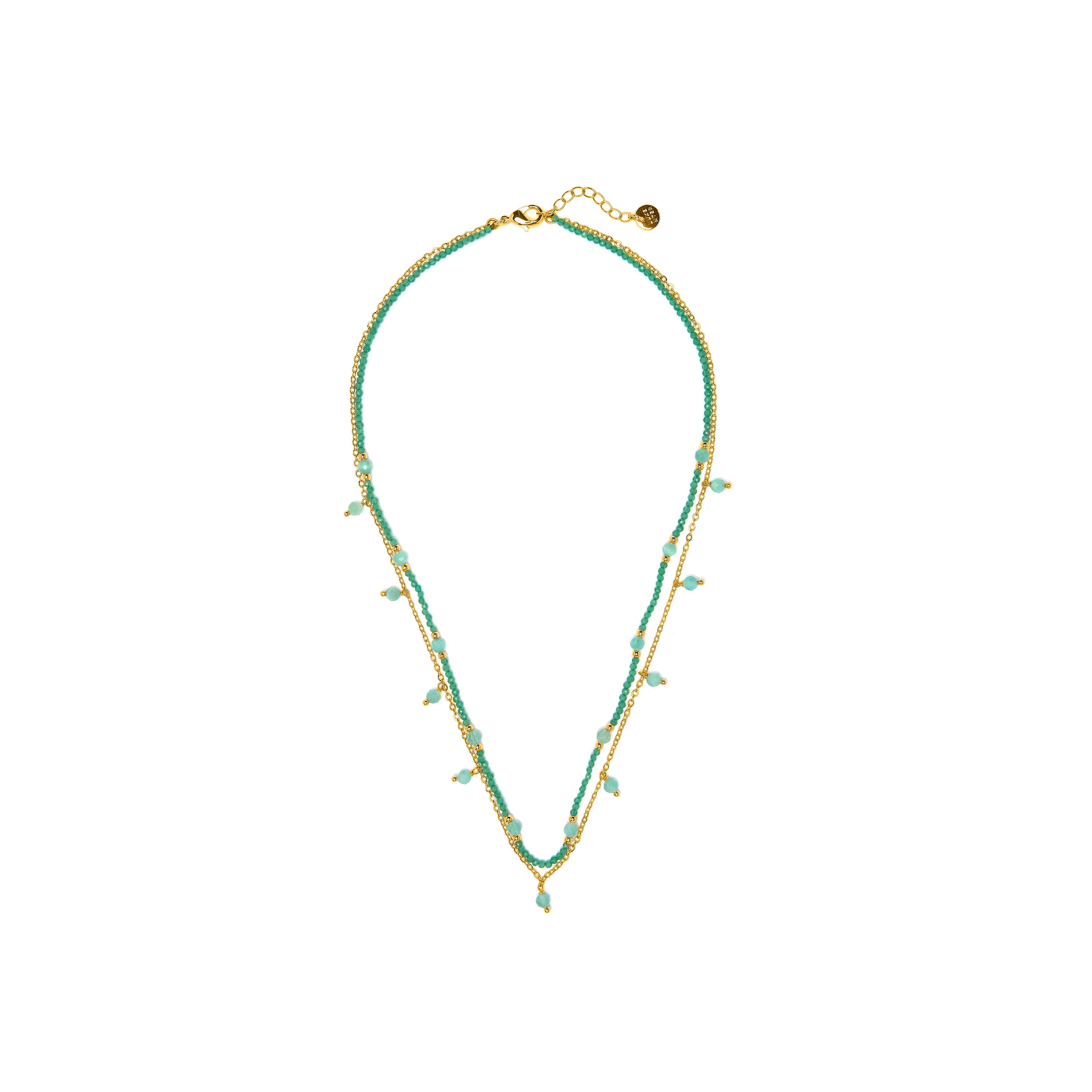 Collar de Cristal Verde acabado en oro amarillo 18k - Aira