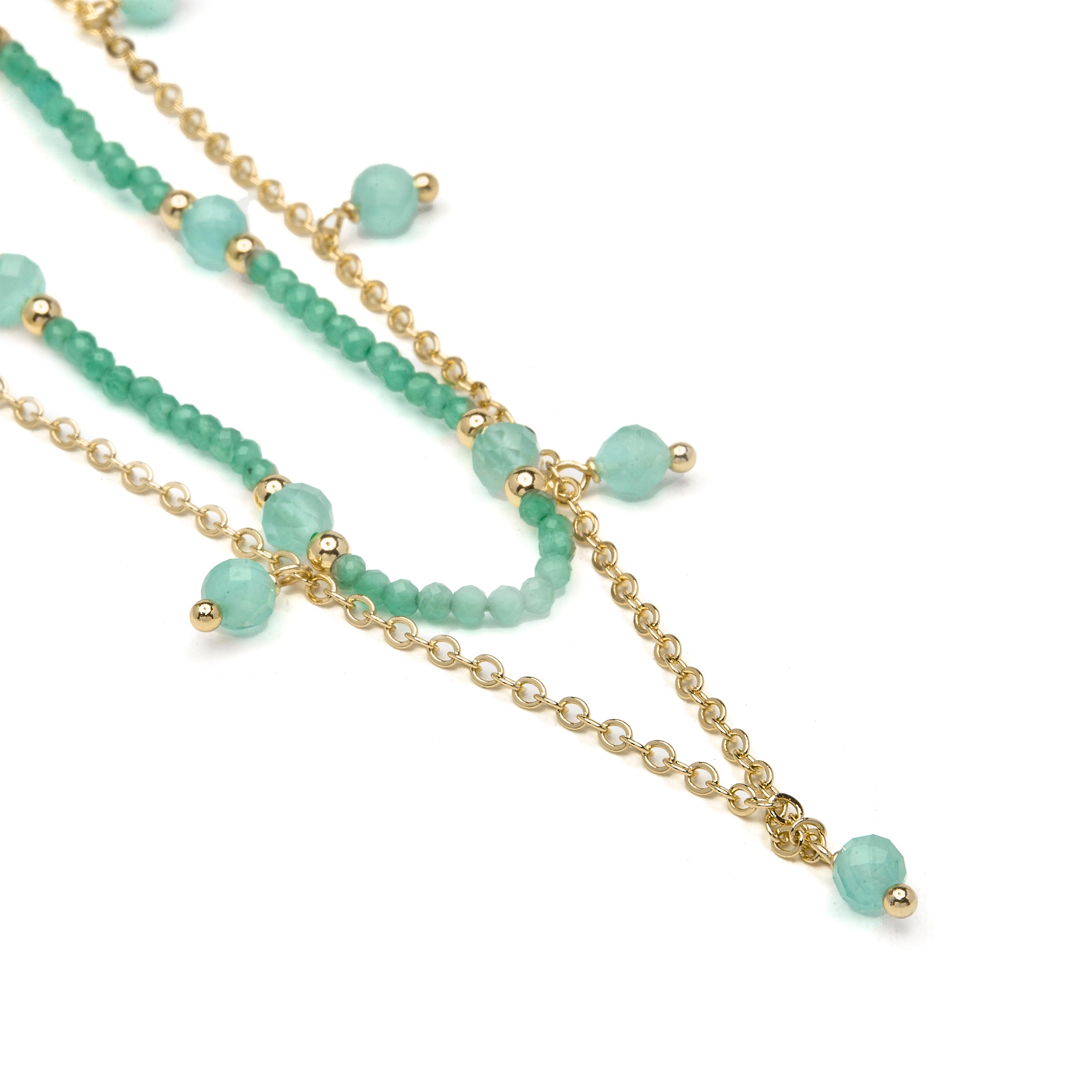 Collar de Cristal Verde acabado en oro amarillo 18k - Aira