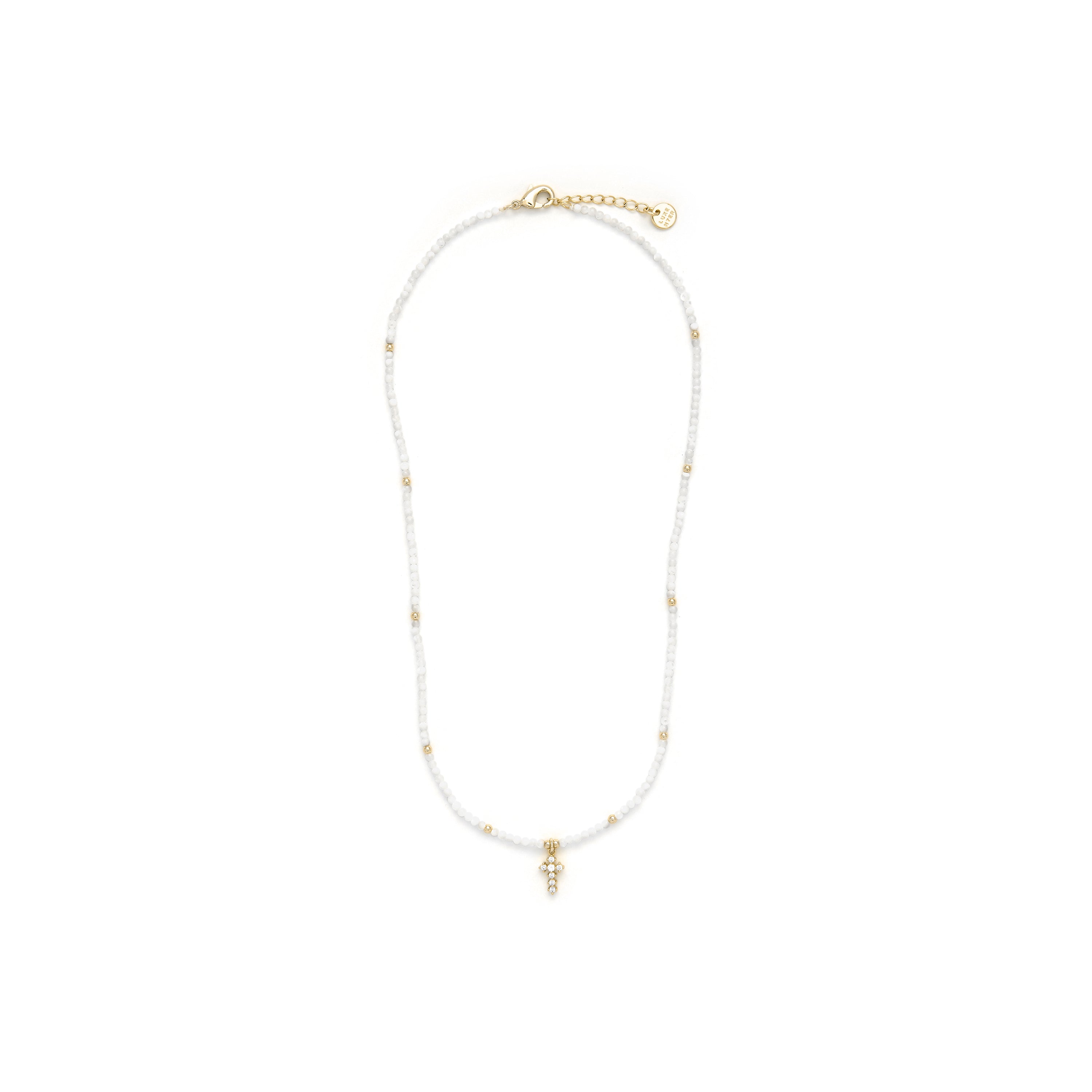 Collare in madreperla bianca con finitura in oro giallo 18k - Nyali