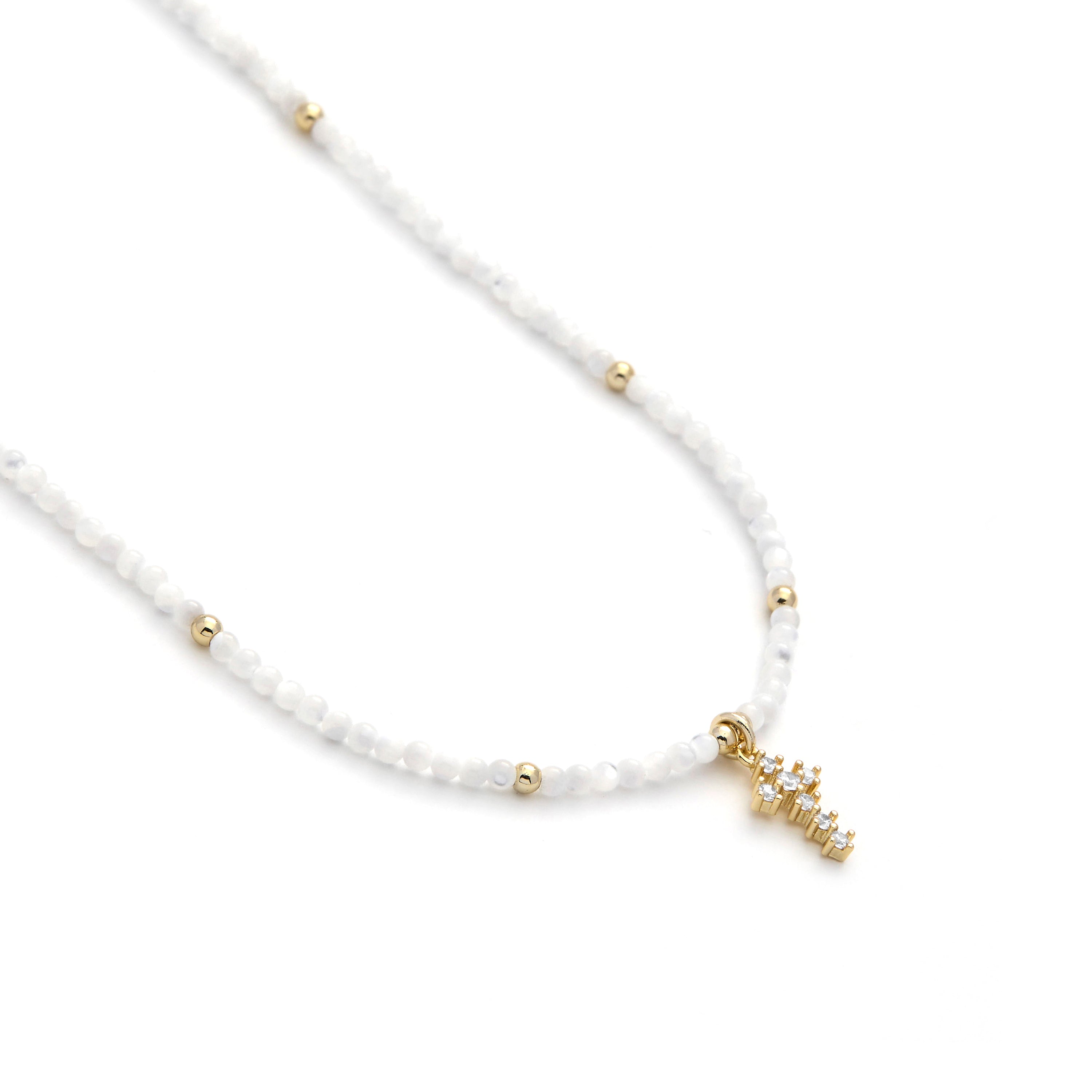 Collare in madreperla bianca con finitura in oro giallo 18k - Nyali