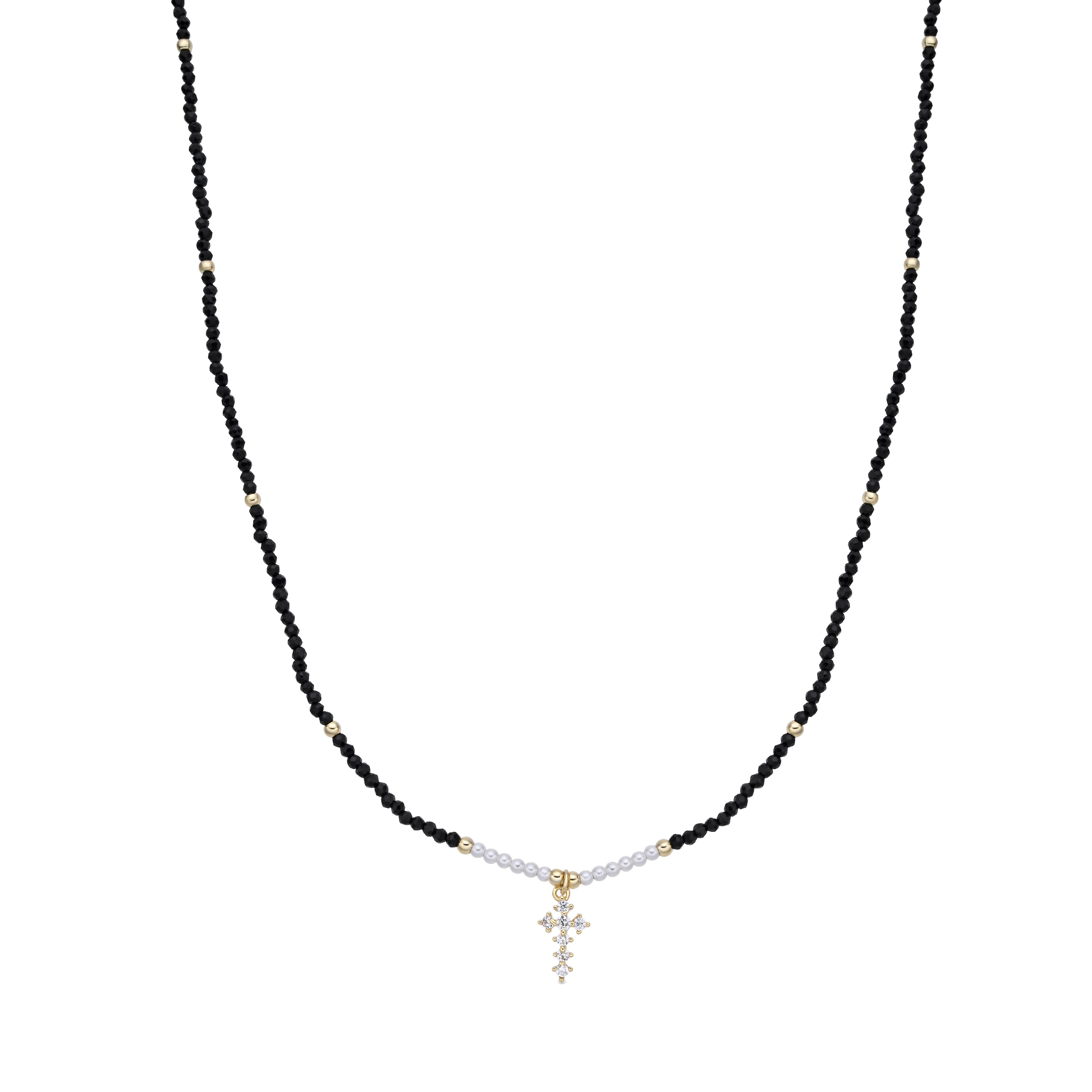 Collare di Cristallo Nero finitura in oro giallo 18k - Nyali