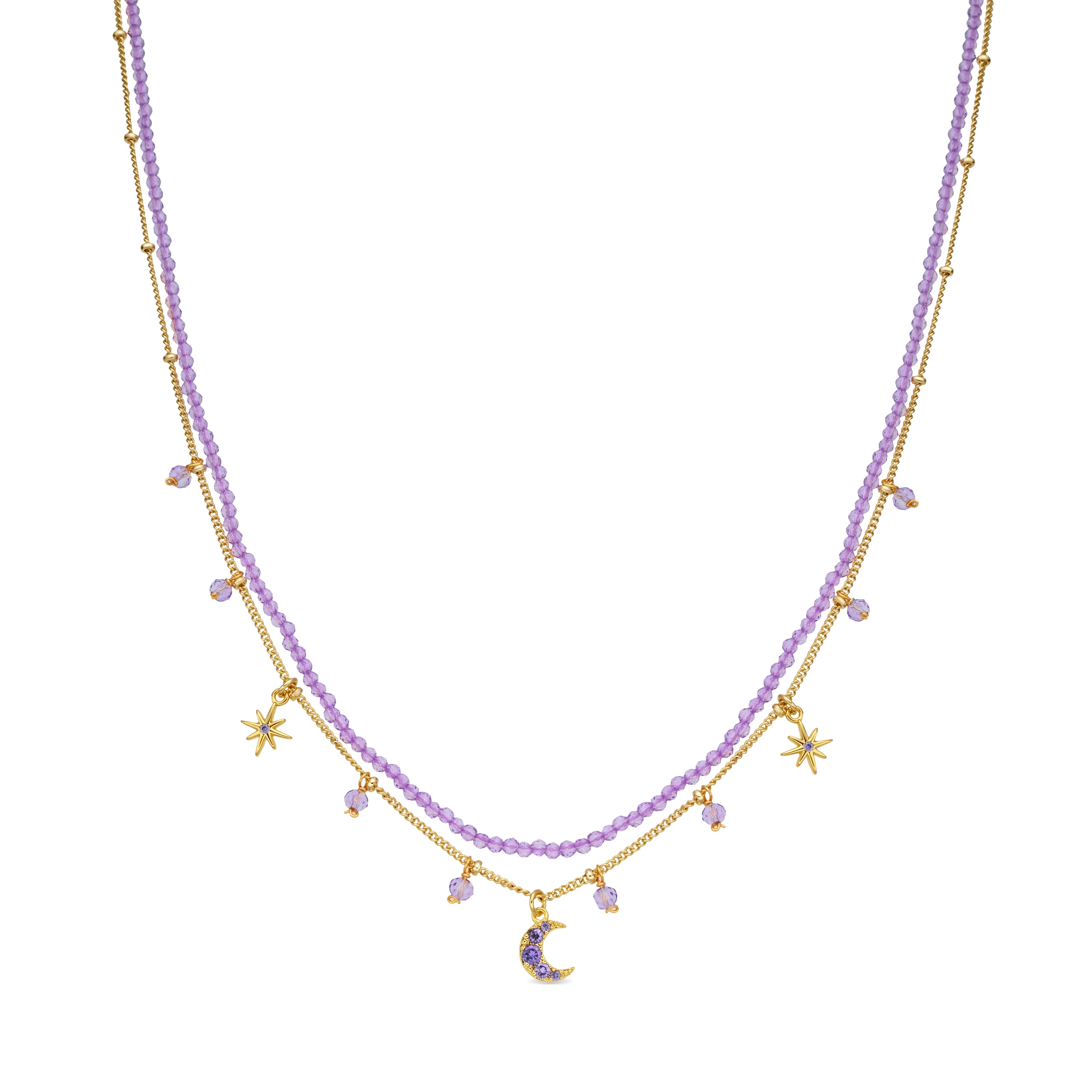 Collare di Cristallo Viola finitura in oro giallo 18k - Ayora