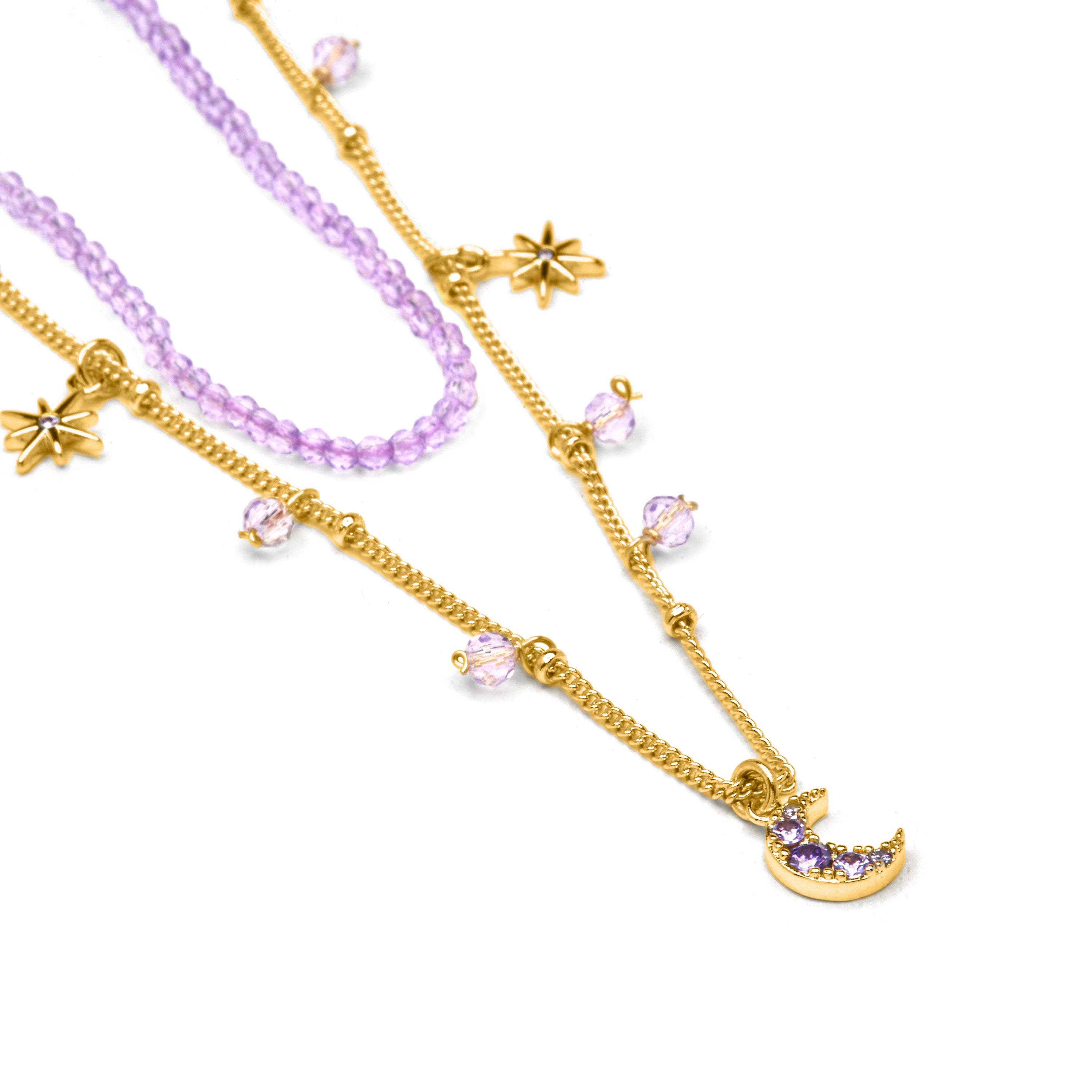 Collare di Cristallo Viola finitura in oro giallo 18k - Ayora