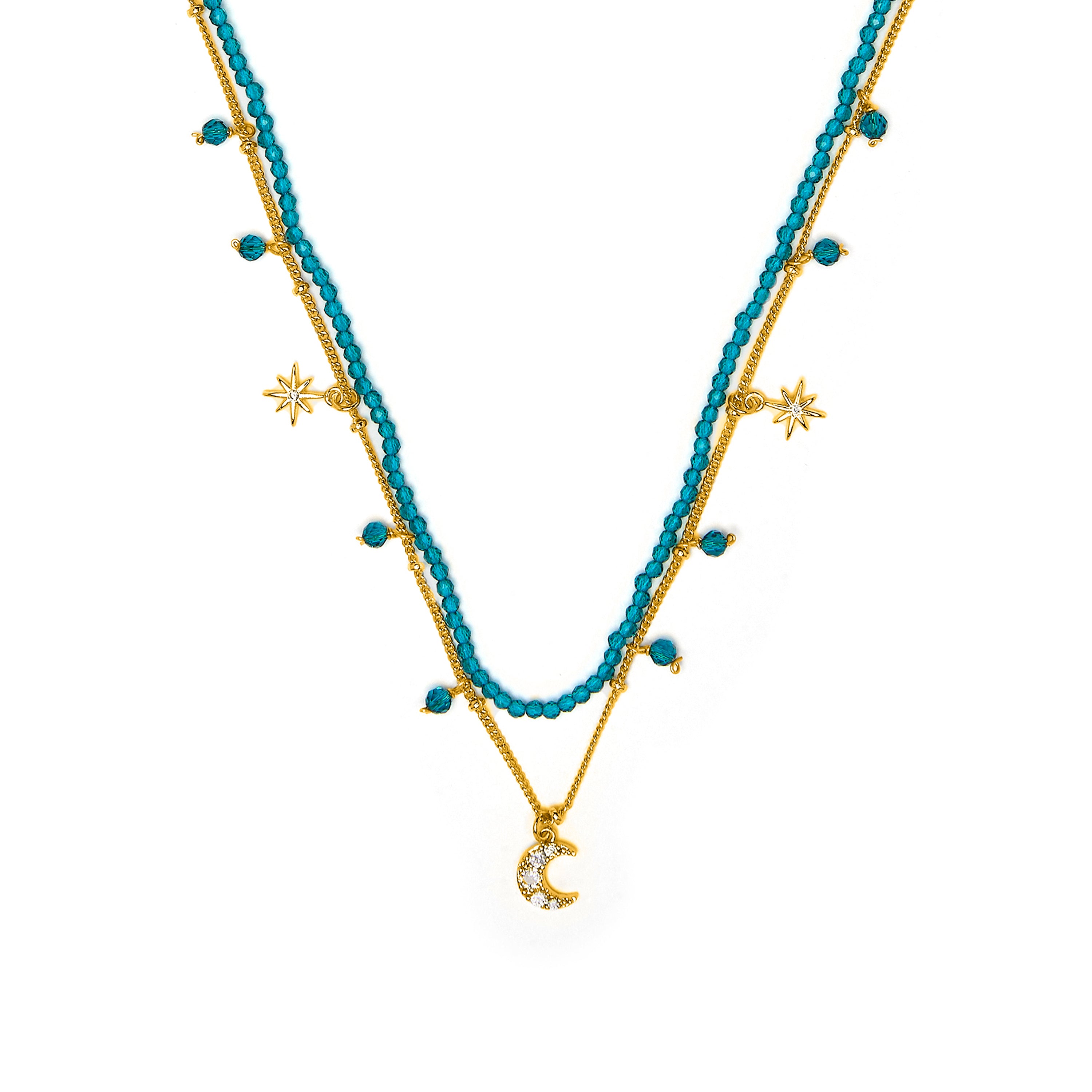 Green Crystal Necklace finished in 18k yellow gold - Ayora