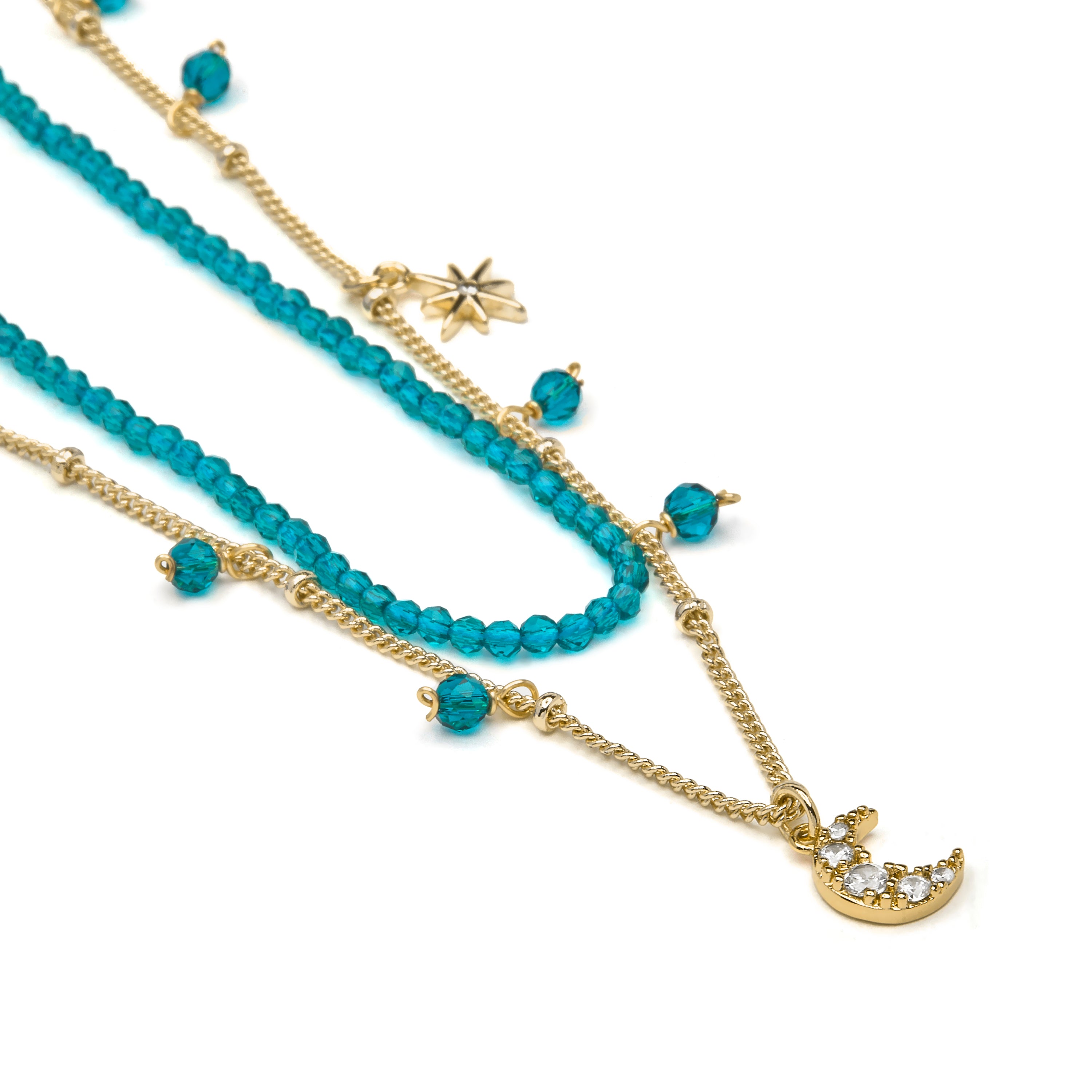 Green Crystal Necklace finished in 18k yellow gold - Ayora