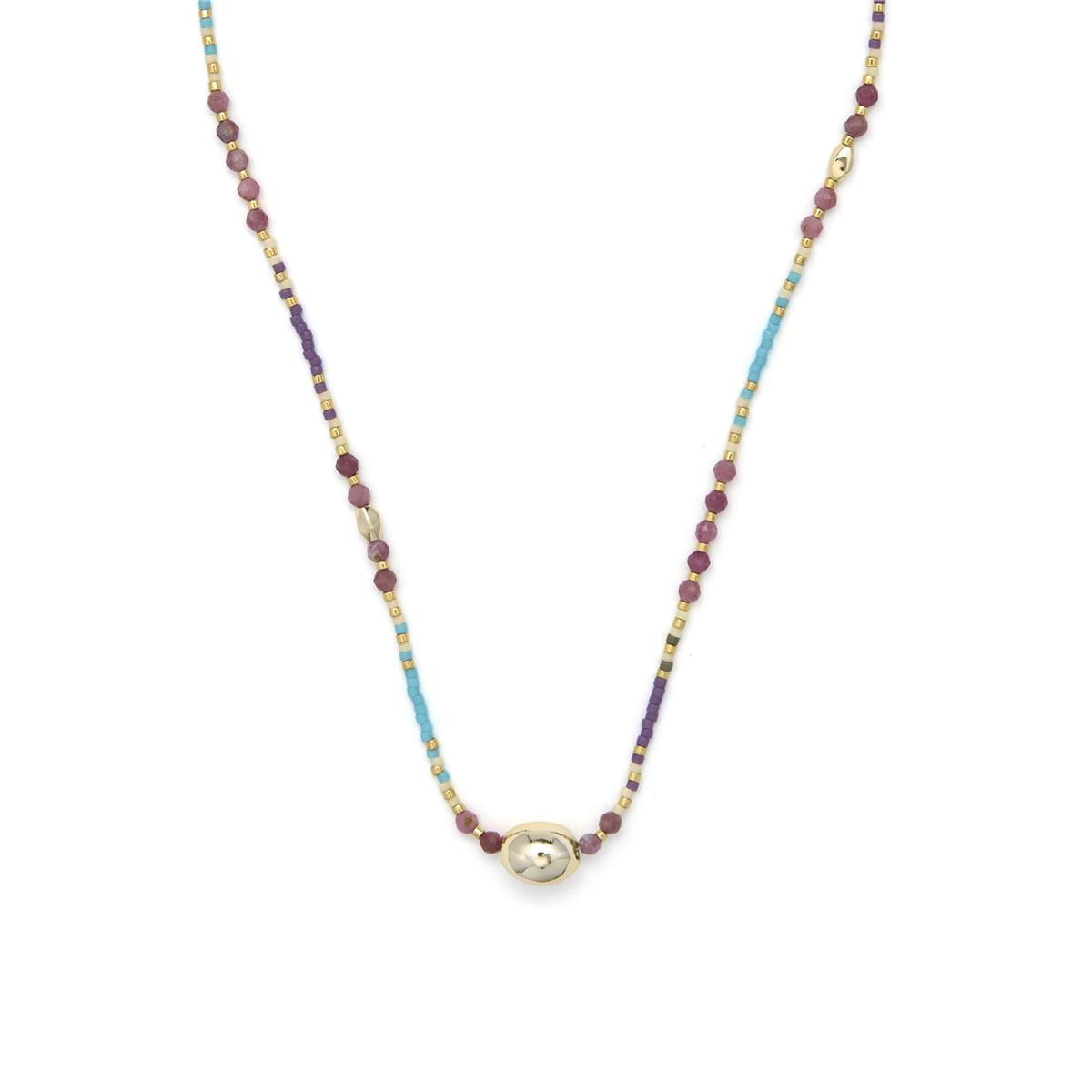 Collar de Cristal Multicolor acabado en oro amarillo de 18k - Wasei