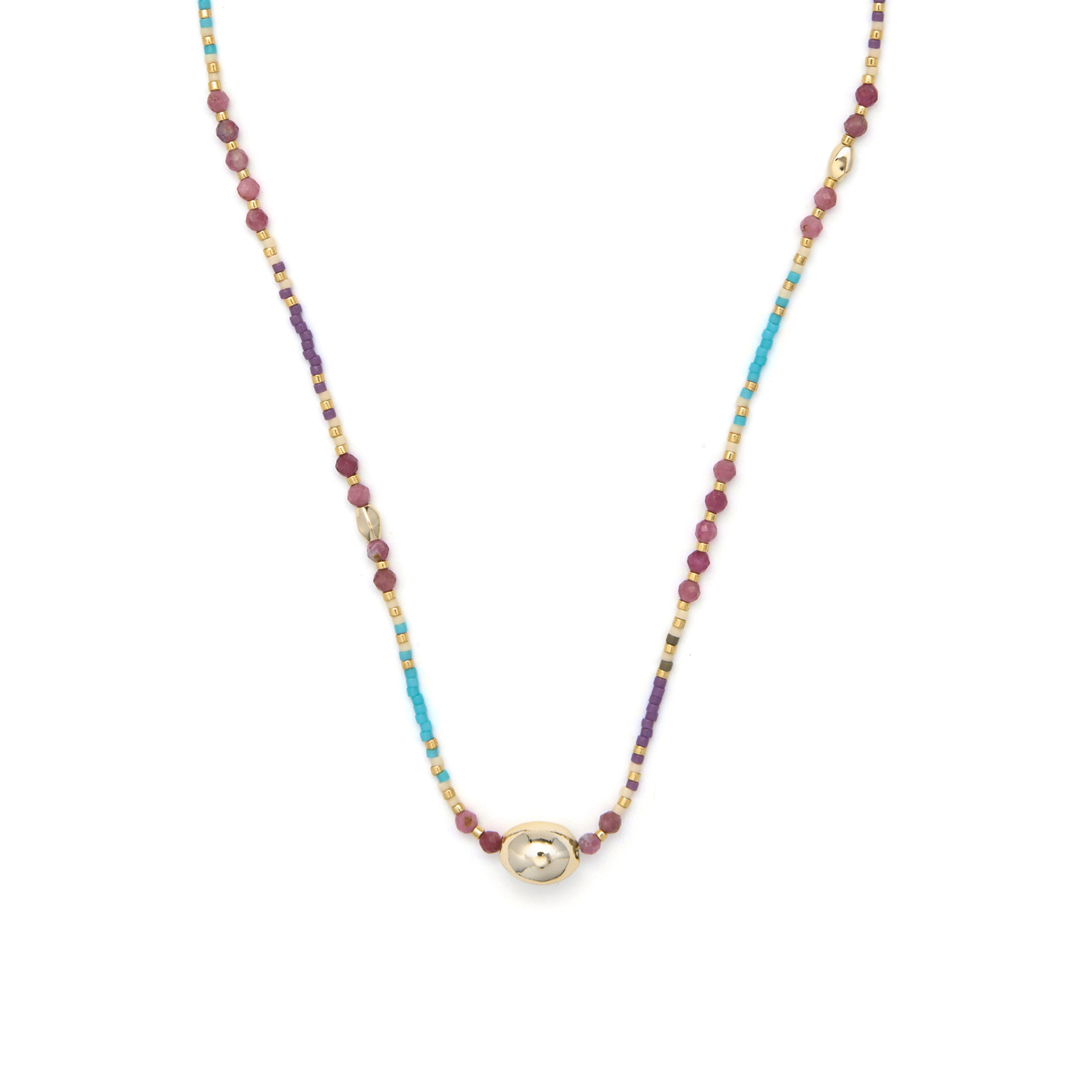 Mehrfarbige Kristallkette mit 18k Gelbgold-Finish - Wasei