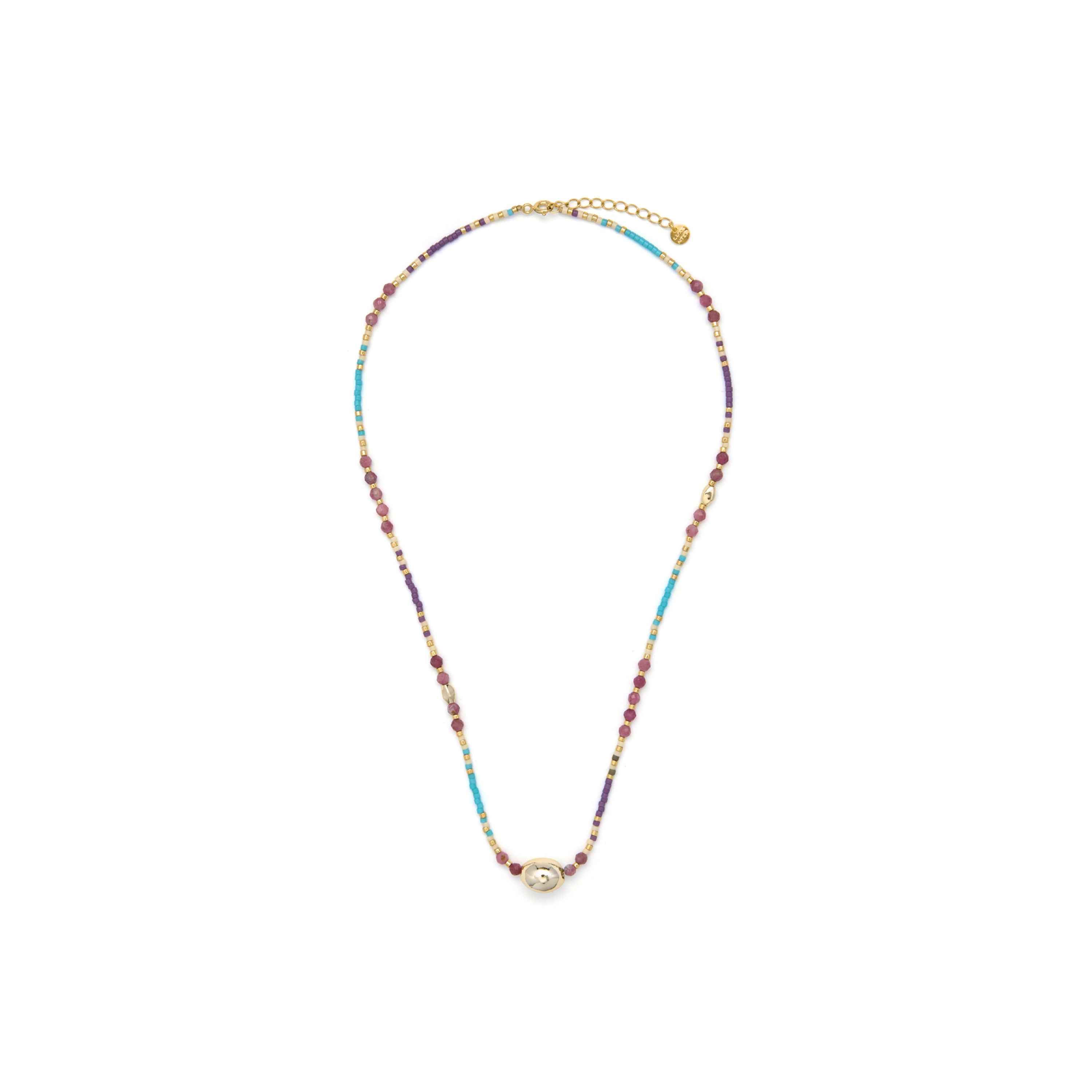 Collar de Cristal Multicolor acabado en oro amarillo de 18k - Wasei