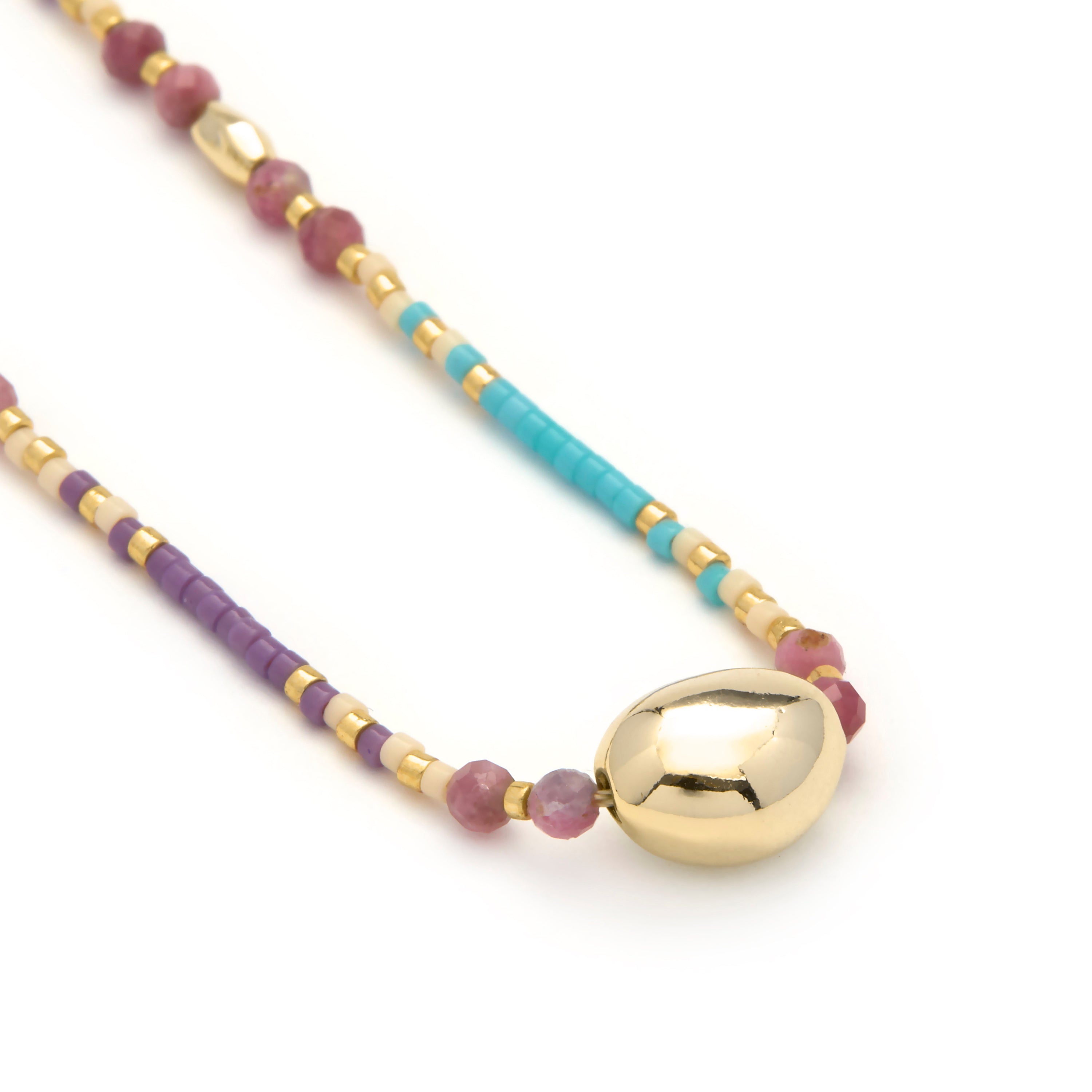 Collar de Cristal Multicolor acabado en oro amarillo de 18k - Wasei