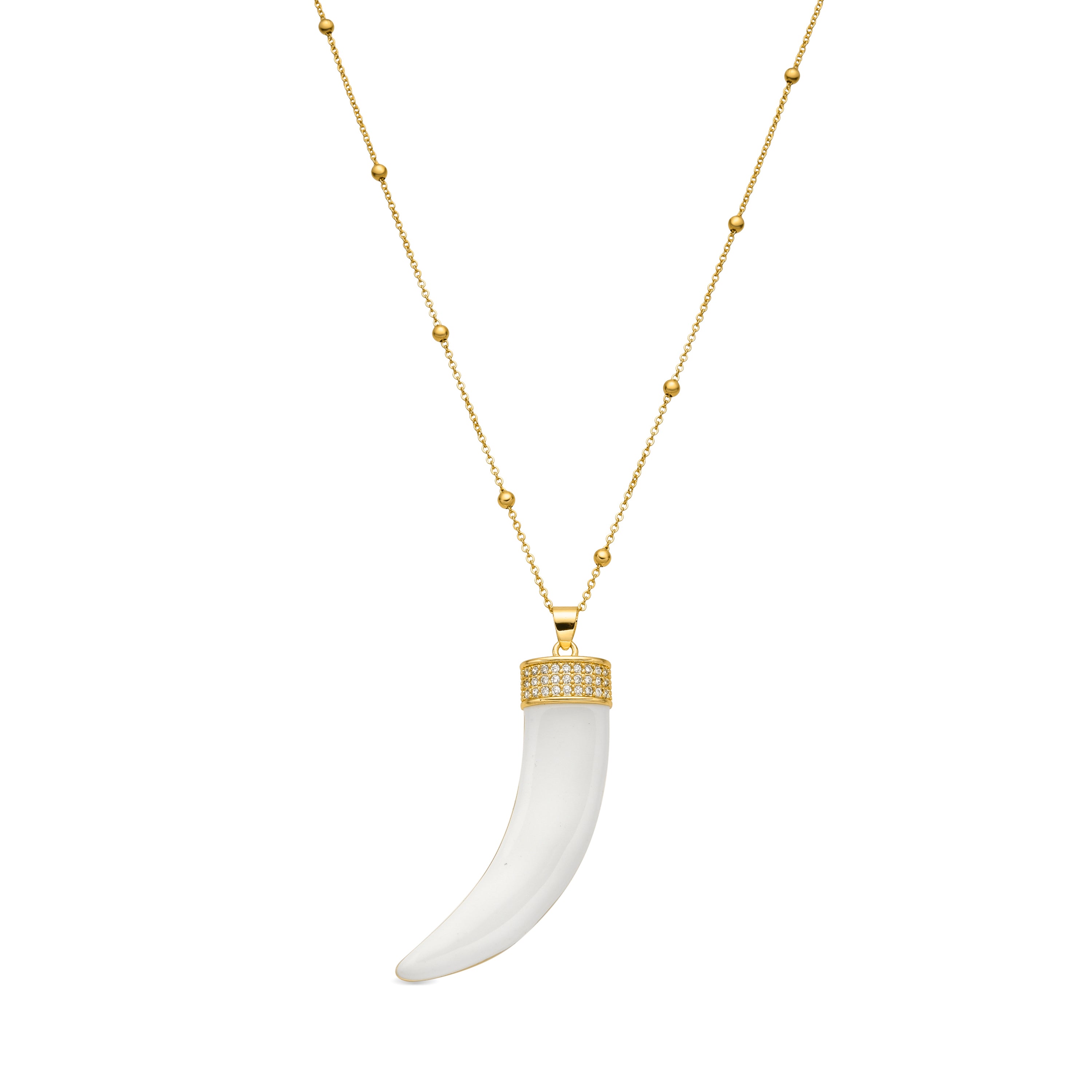 Colar lacado branco com acabamento em ouro 18k - Arhew