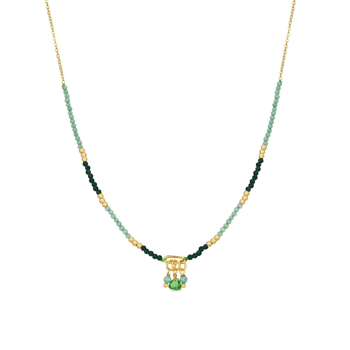 Green Crystal Necklace finished in 18k Yellow Gold - Ilkan