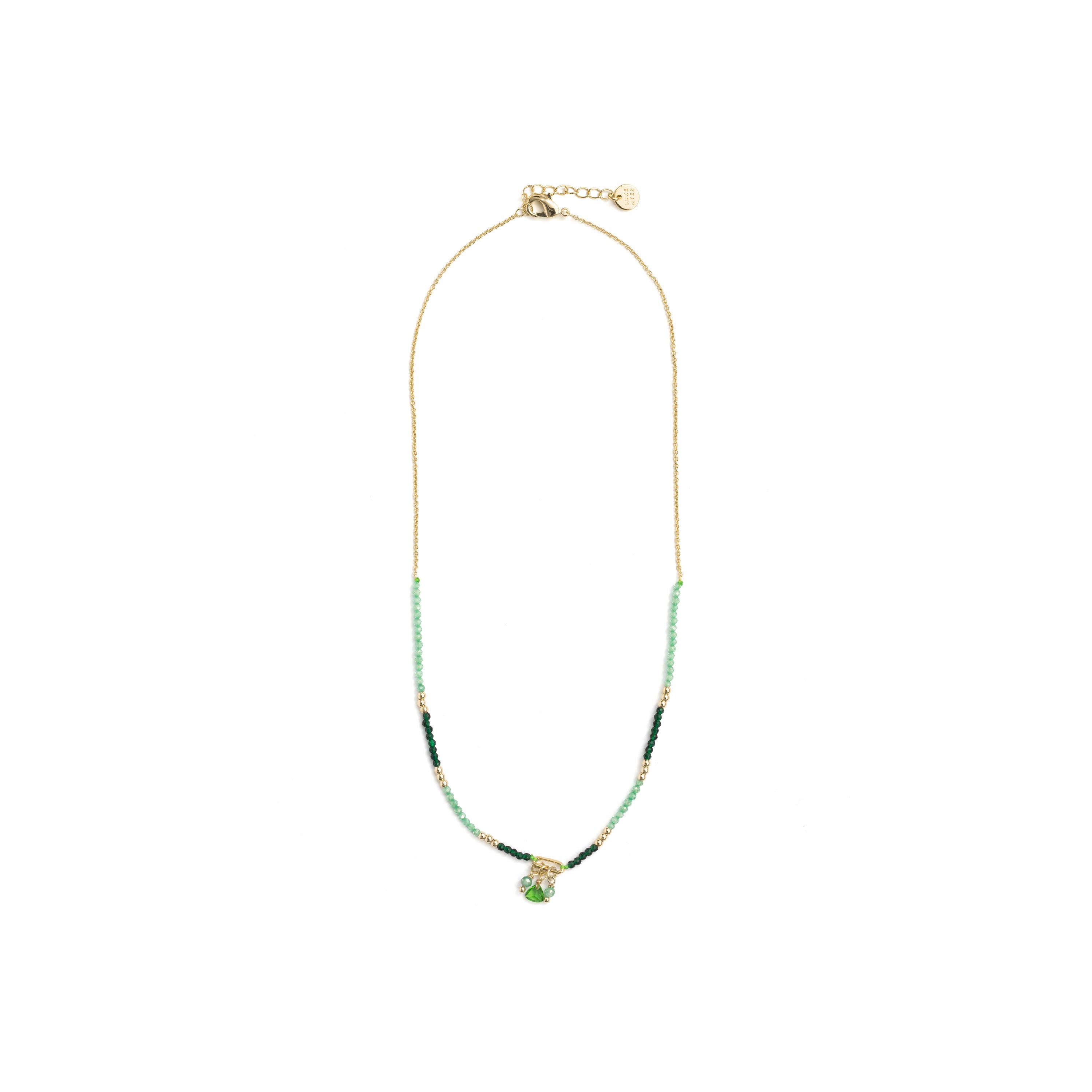 Collier en cristal vert avec finition en or jaune 18 carats - Ilkan