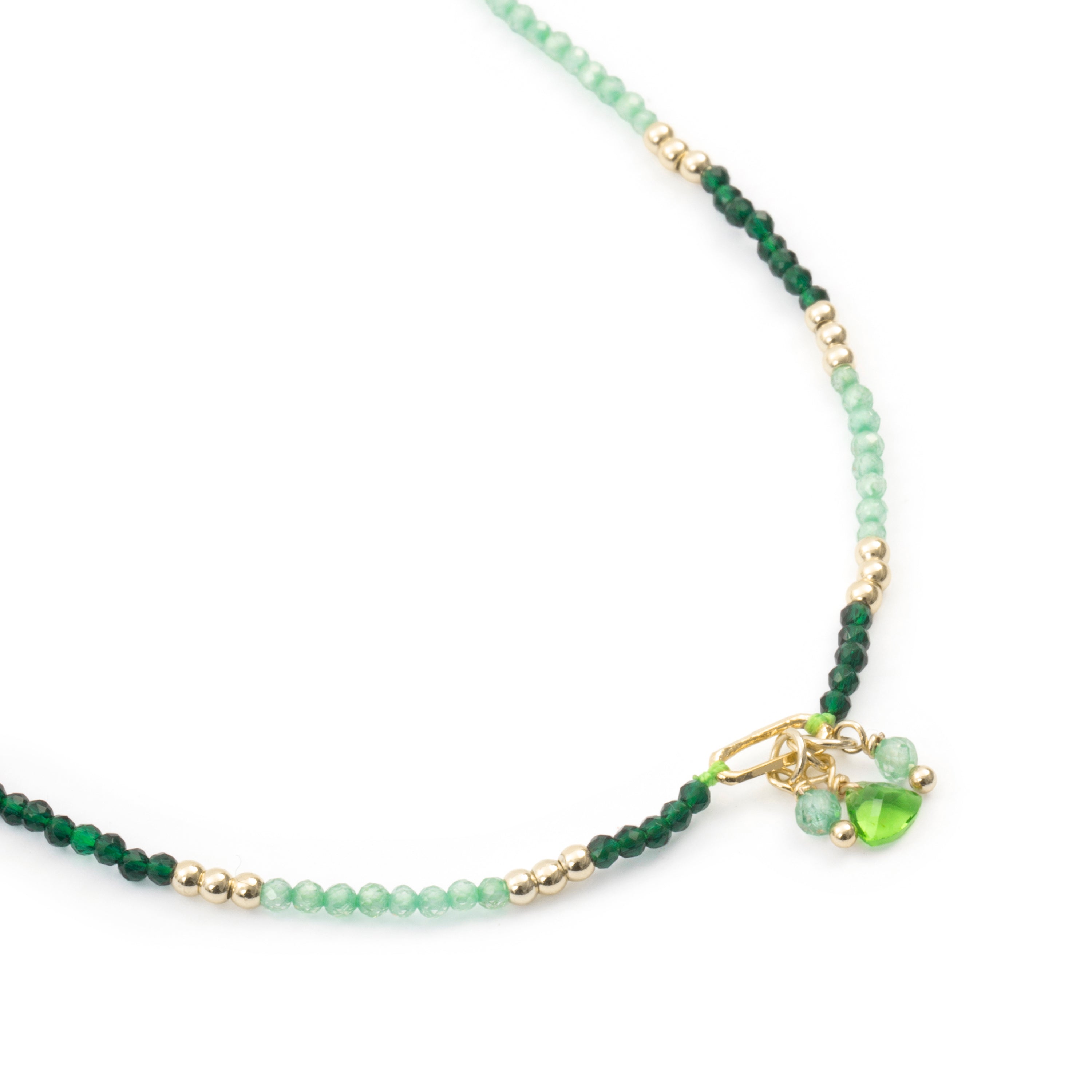 Collier en cristal vert avec finition en or jaune 18 carats - Ilkan