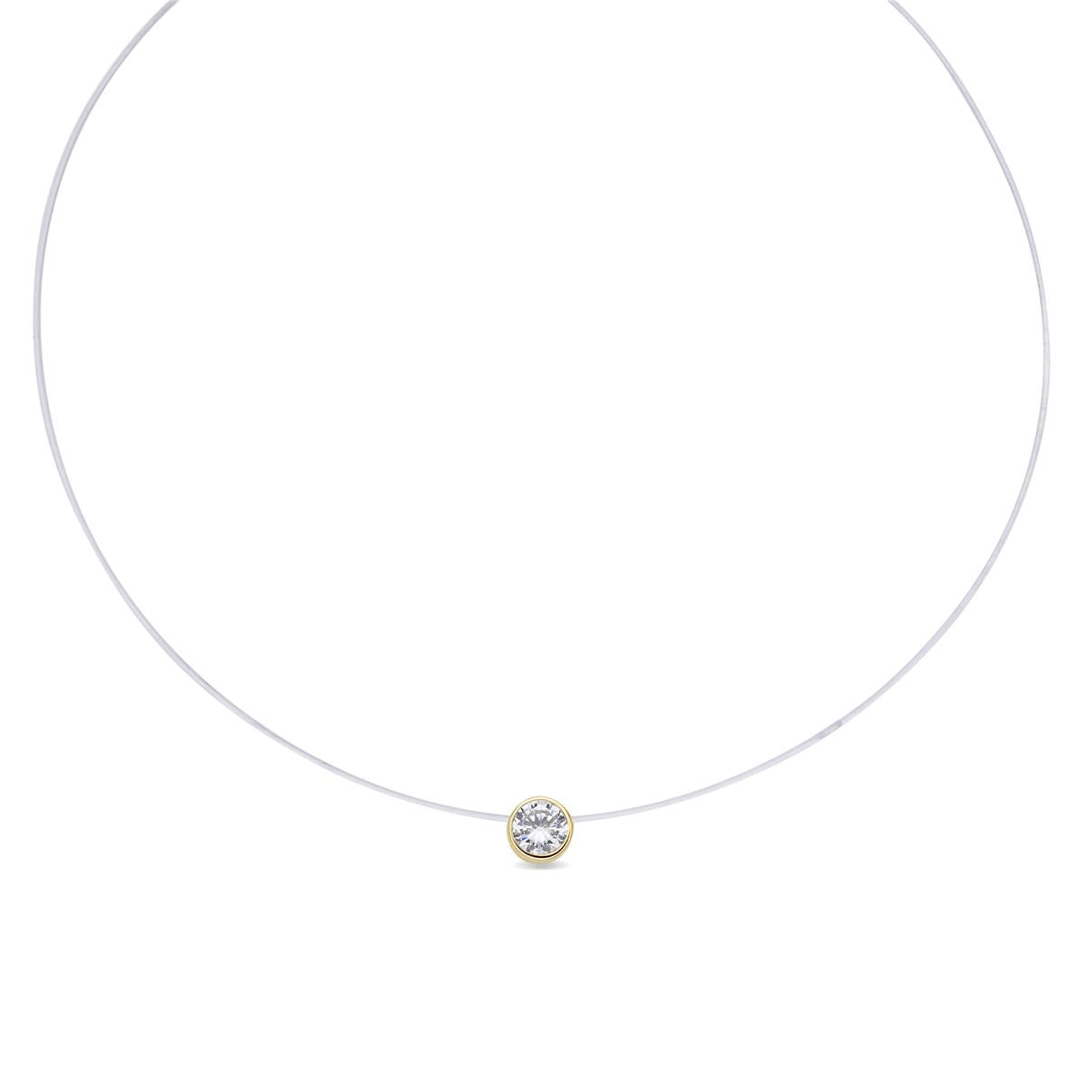Halskette mit funkelndem Zirkonia, 18 Karat Gelbgold-Finish - Ferly