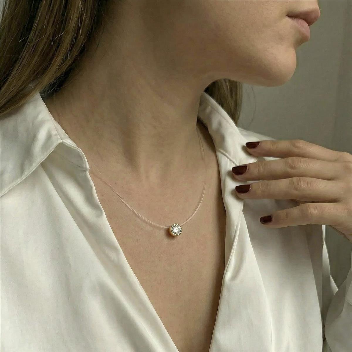 Halskette mit funkelndem Zirkonia, 18 Karat Gelbgold-Finish - Ferly