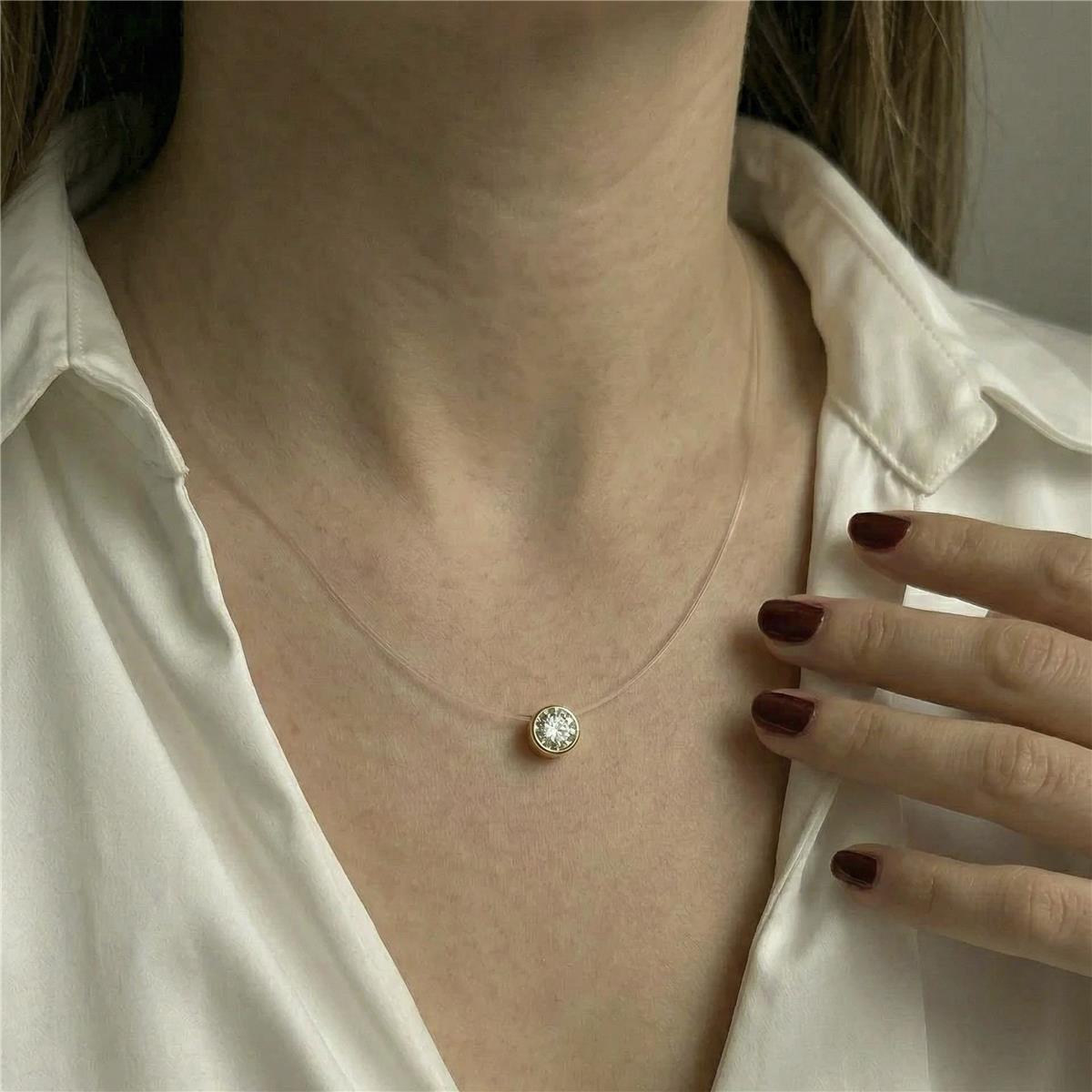 Halskette mit funkelndem Zirkonia, 18 Karat Gelbgold-Finish - Ferly