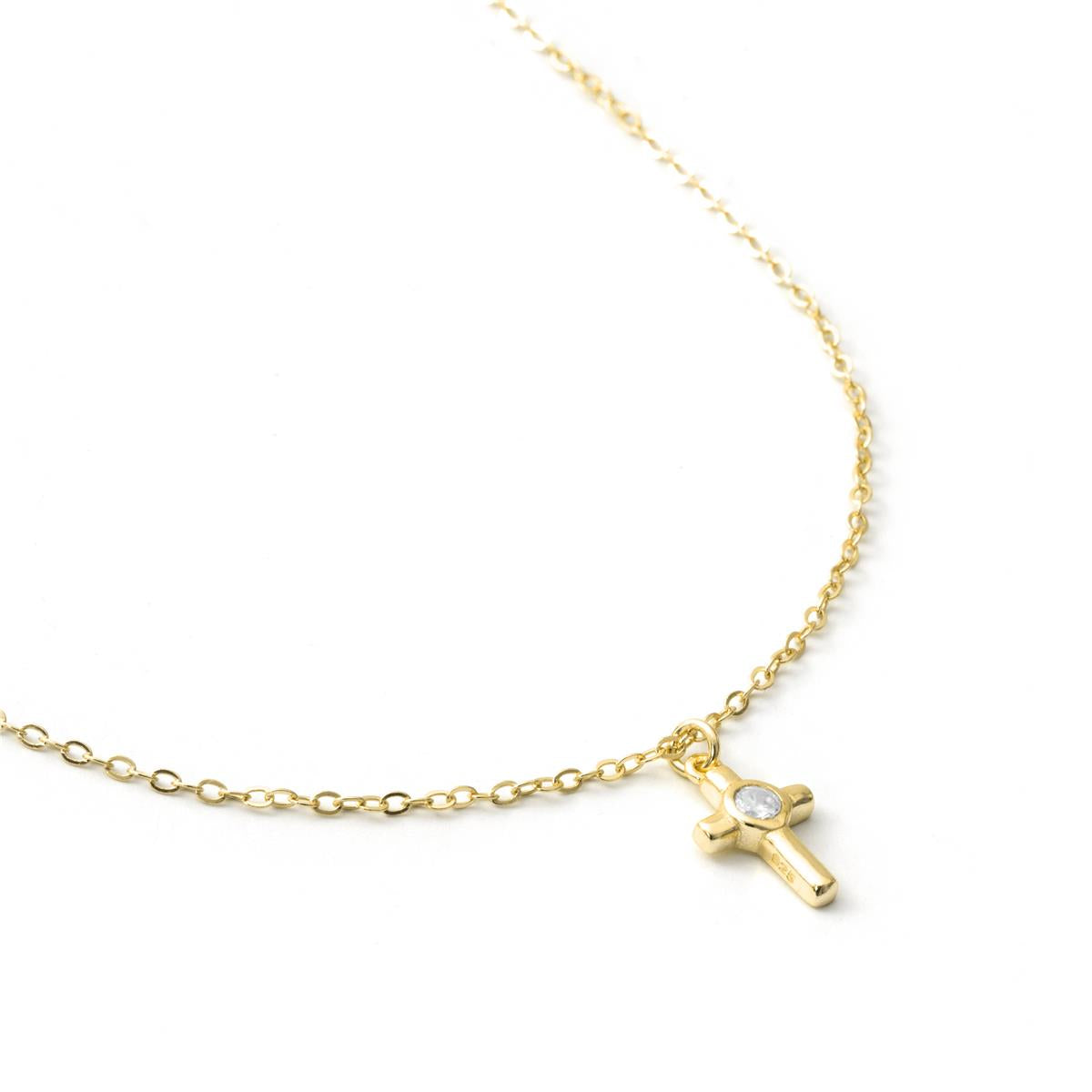 Bright Zircon Necklace with 18k Yellow Gold Finish - Lanka