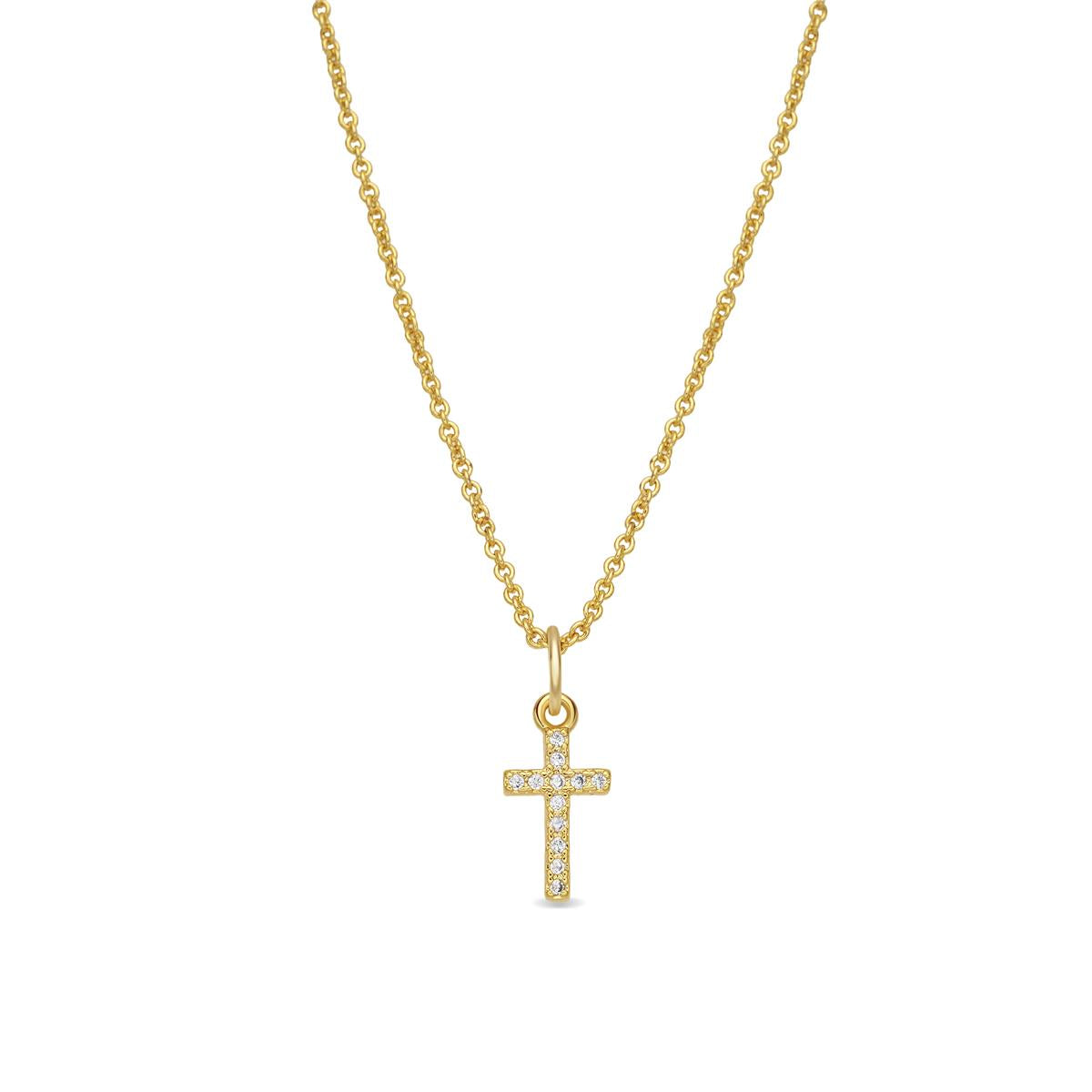 Halskette mit funkelndem Zirkonia, 18 Karat Gelbgold-Finish - Askom