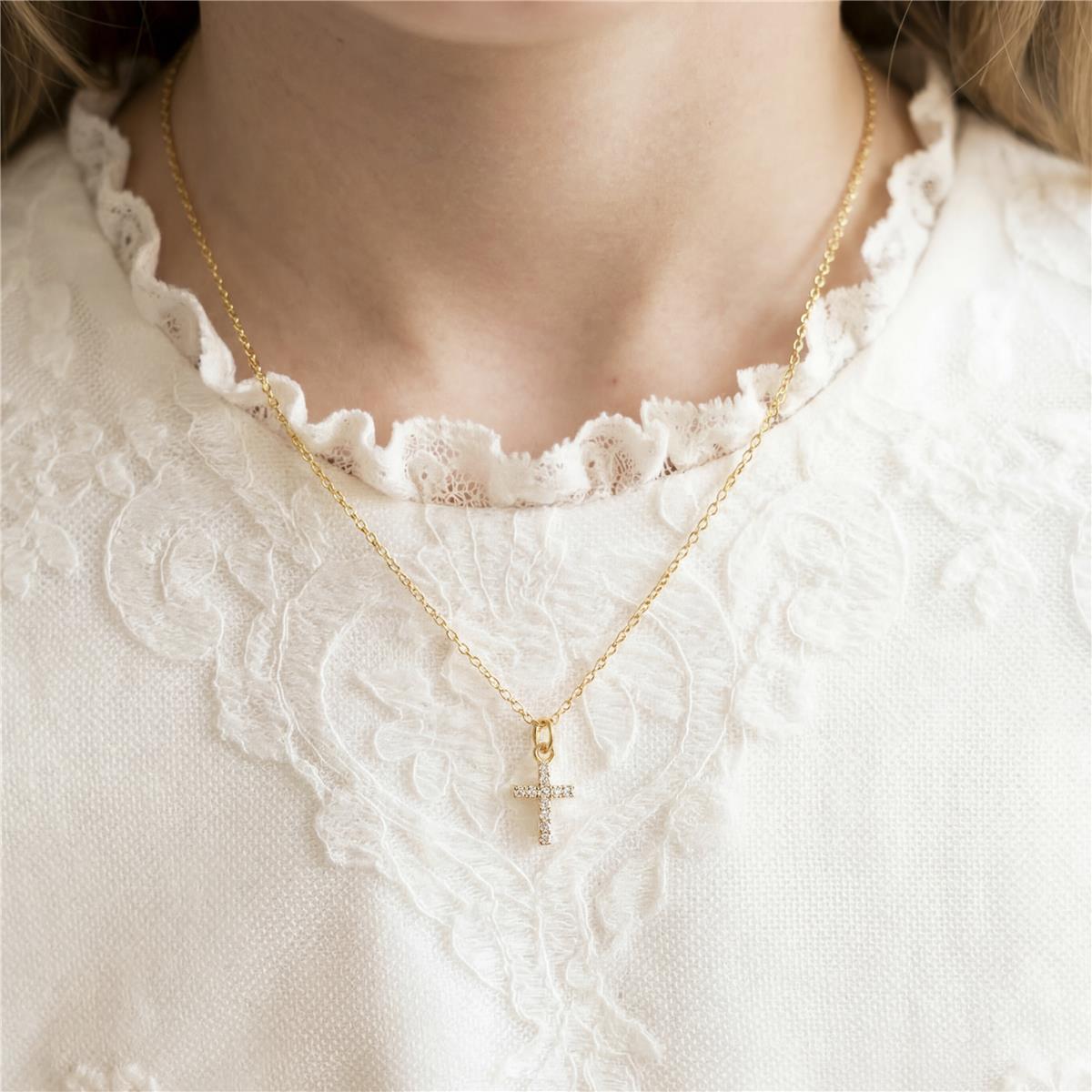 Collana con zircone brillante finitura in oro giallo 18k - Askom