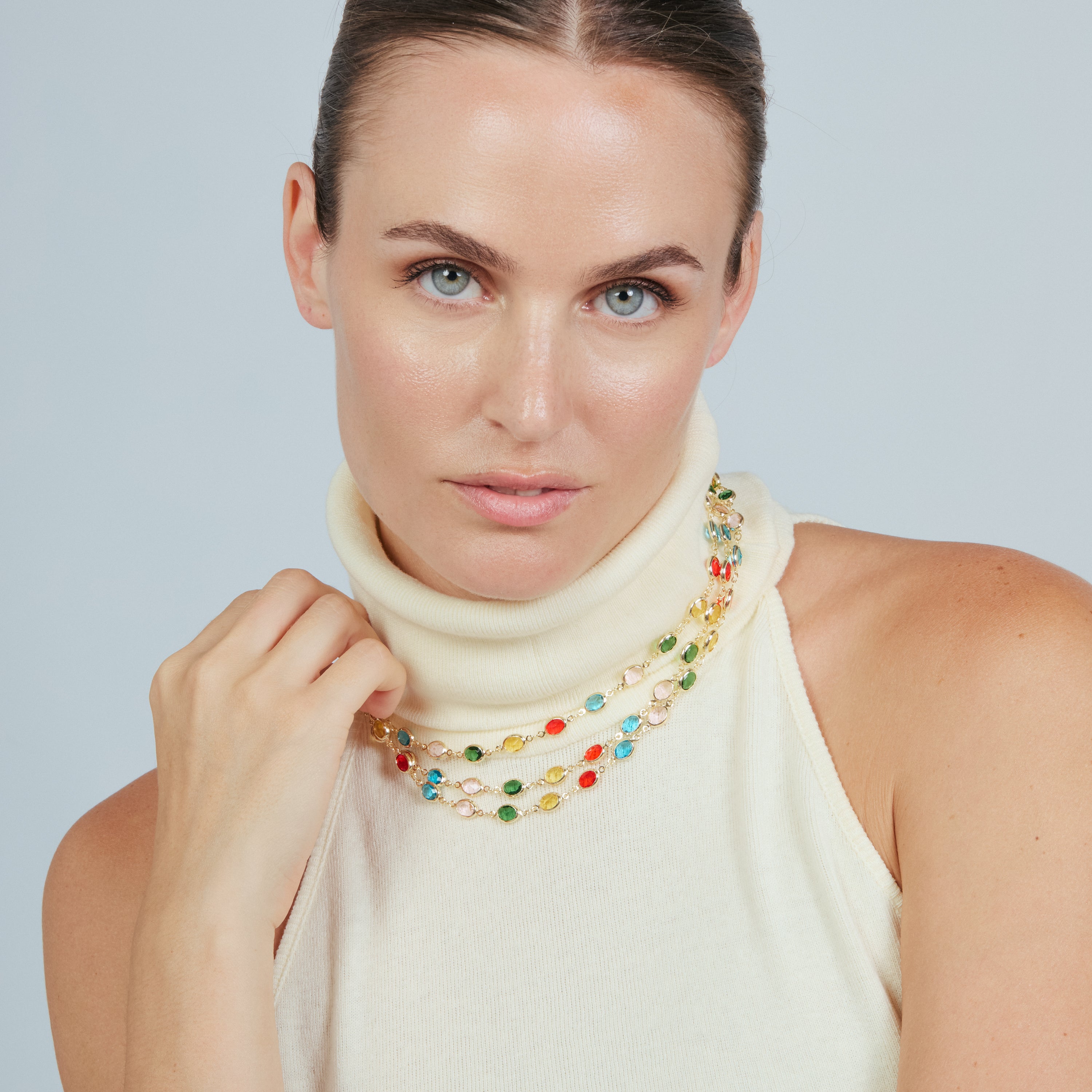 Collar de Cuarzo Hidrotermal Multicolor acabado en oro amarillo de 18k - Toebe