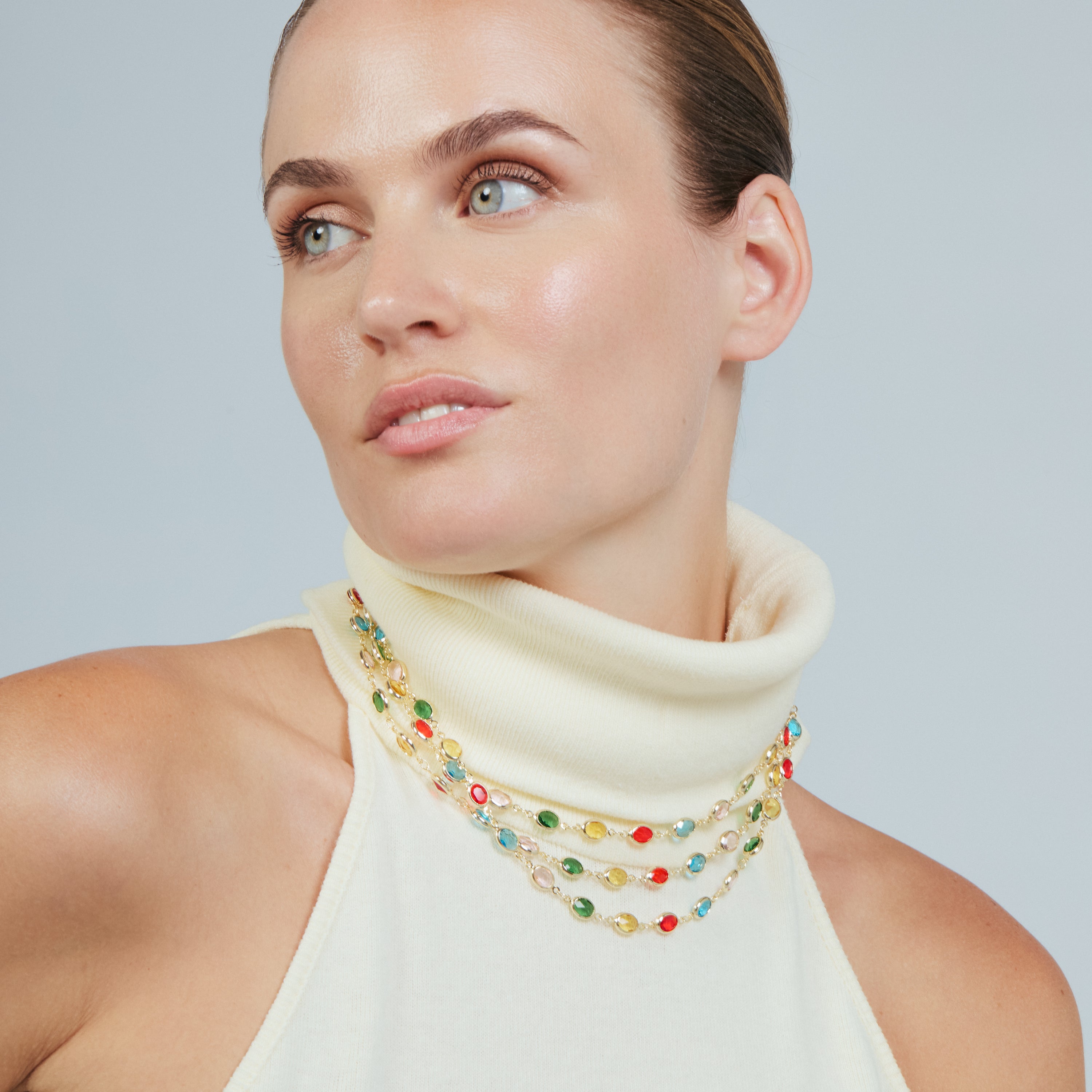 Collar de Cuarzo Hidrotermal Multicolor acabado en oro amarillo de 18k - Toebe