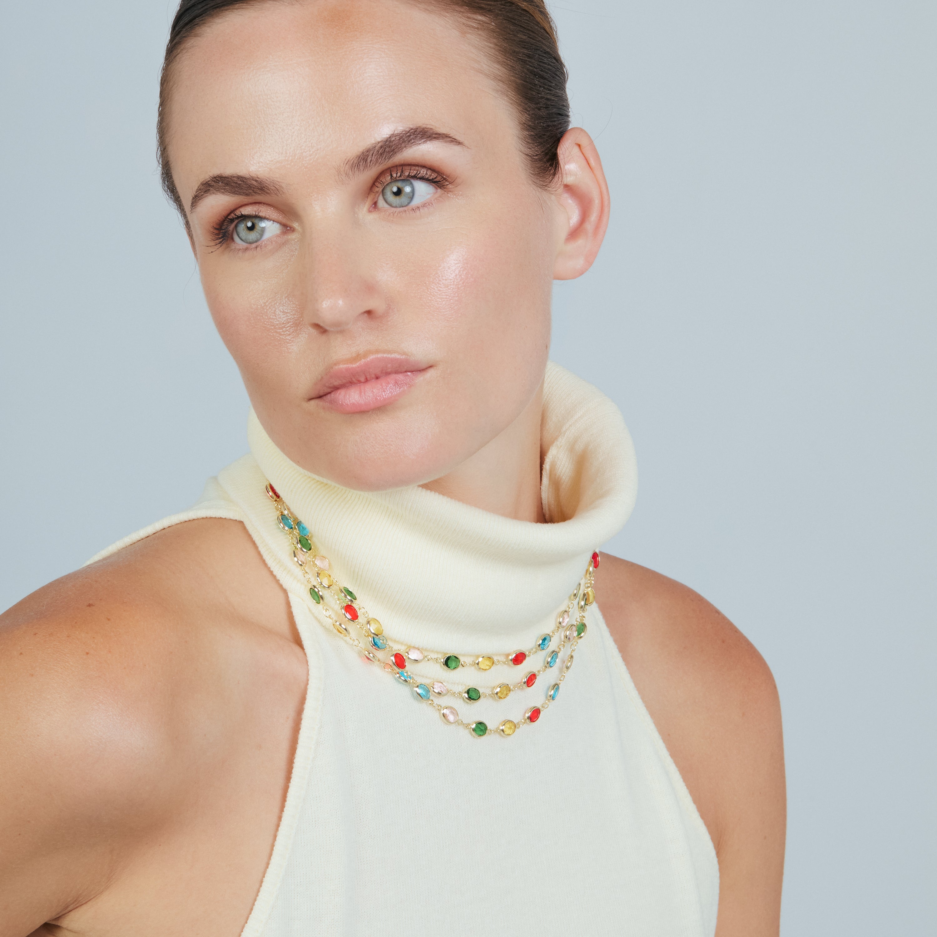 Collar de Cuarzo Hidrotermal Multicolor acabado en oro amarillo de 18k - Toebe