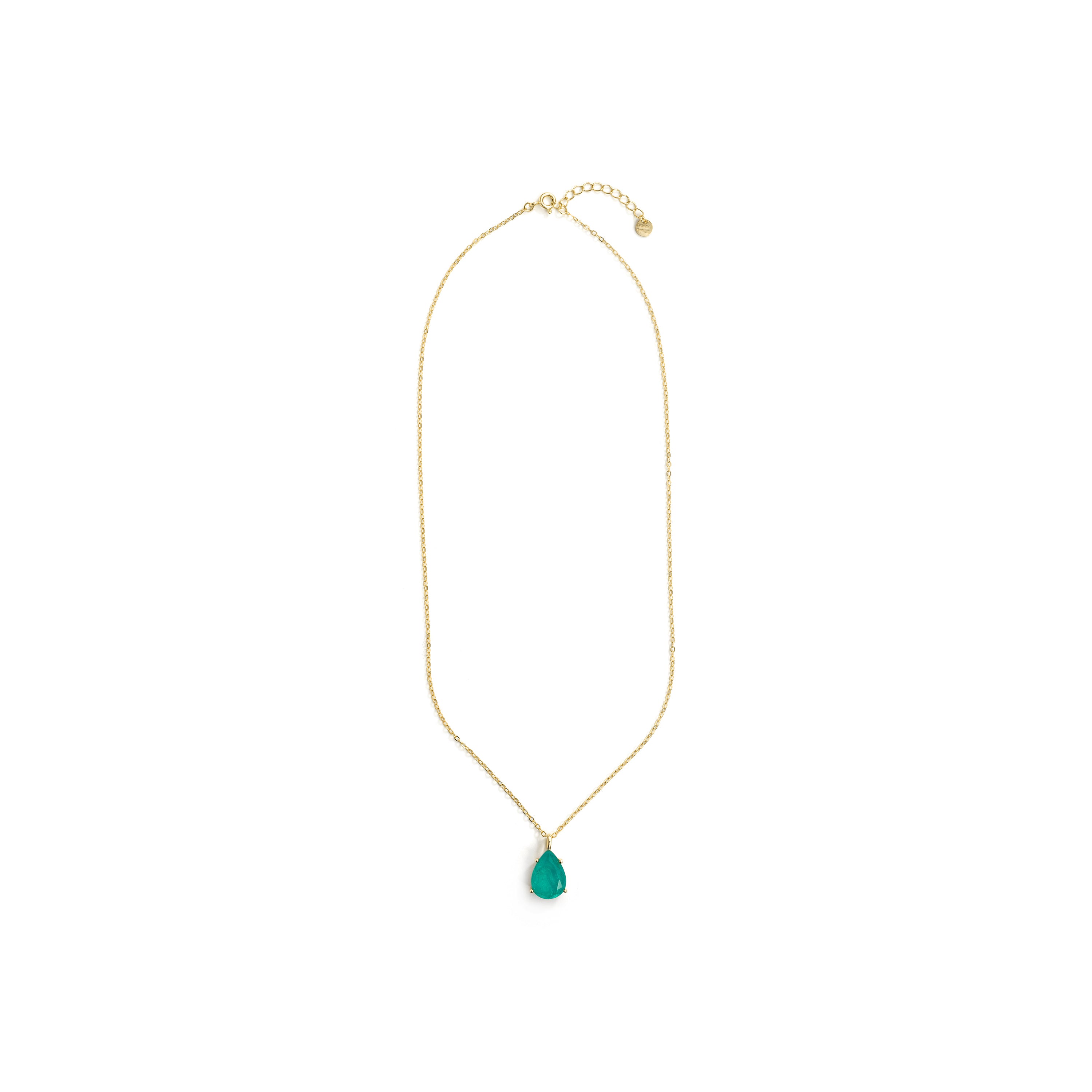 Collar de Cuarzo Hidrotermal Verde Paraiba acabado en oro amarillo de 18k - Chirat