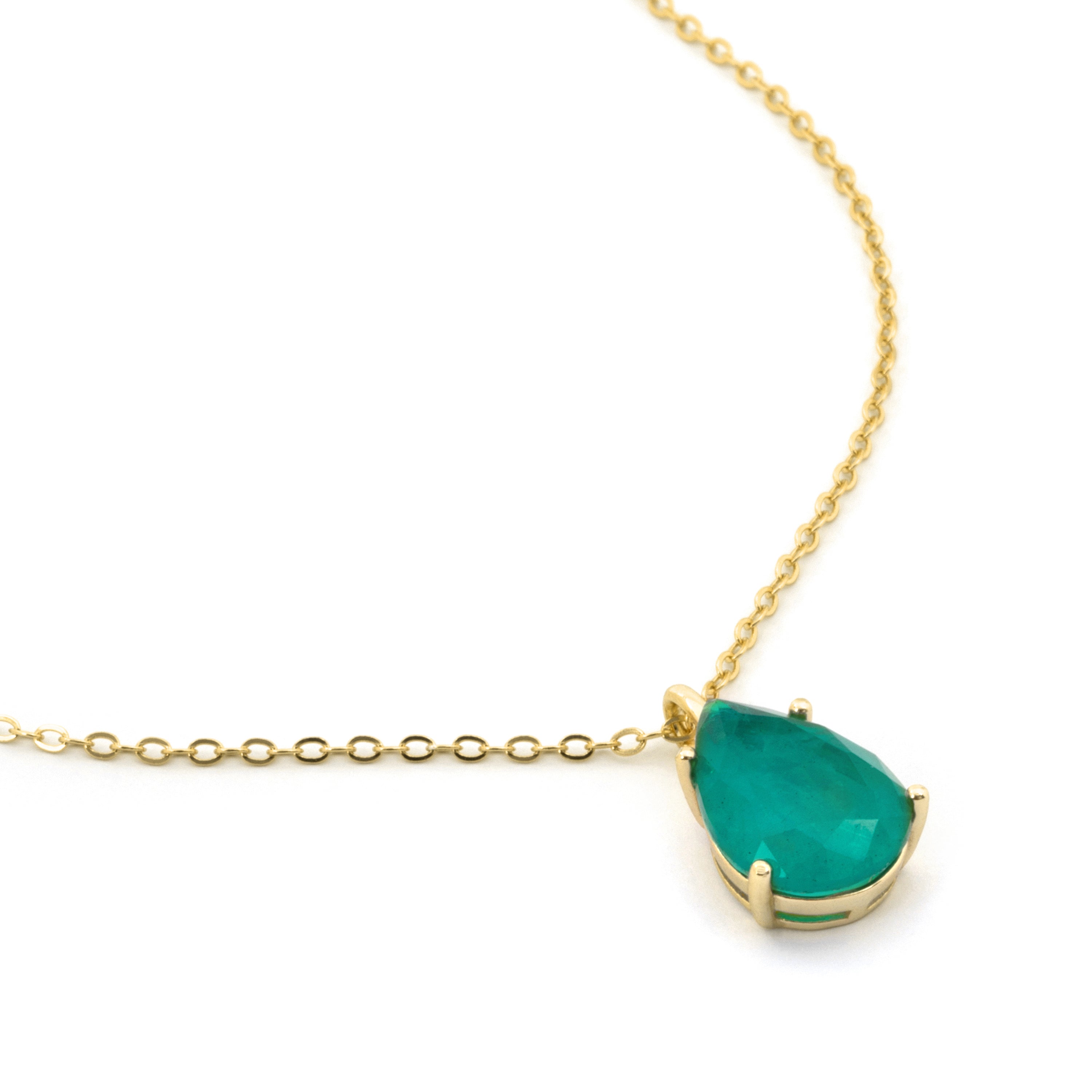 Collar de Cuarzo Hidrotermal Verde Paraiba acabado en oro amarillo de 18k - Chirat