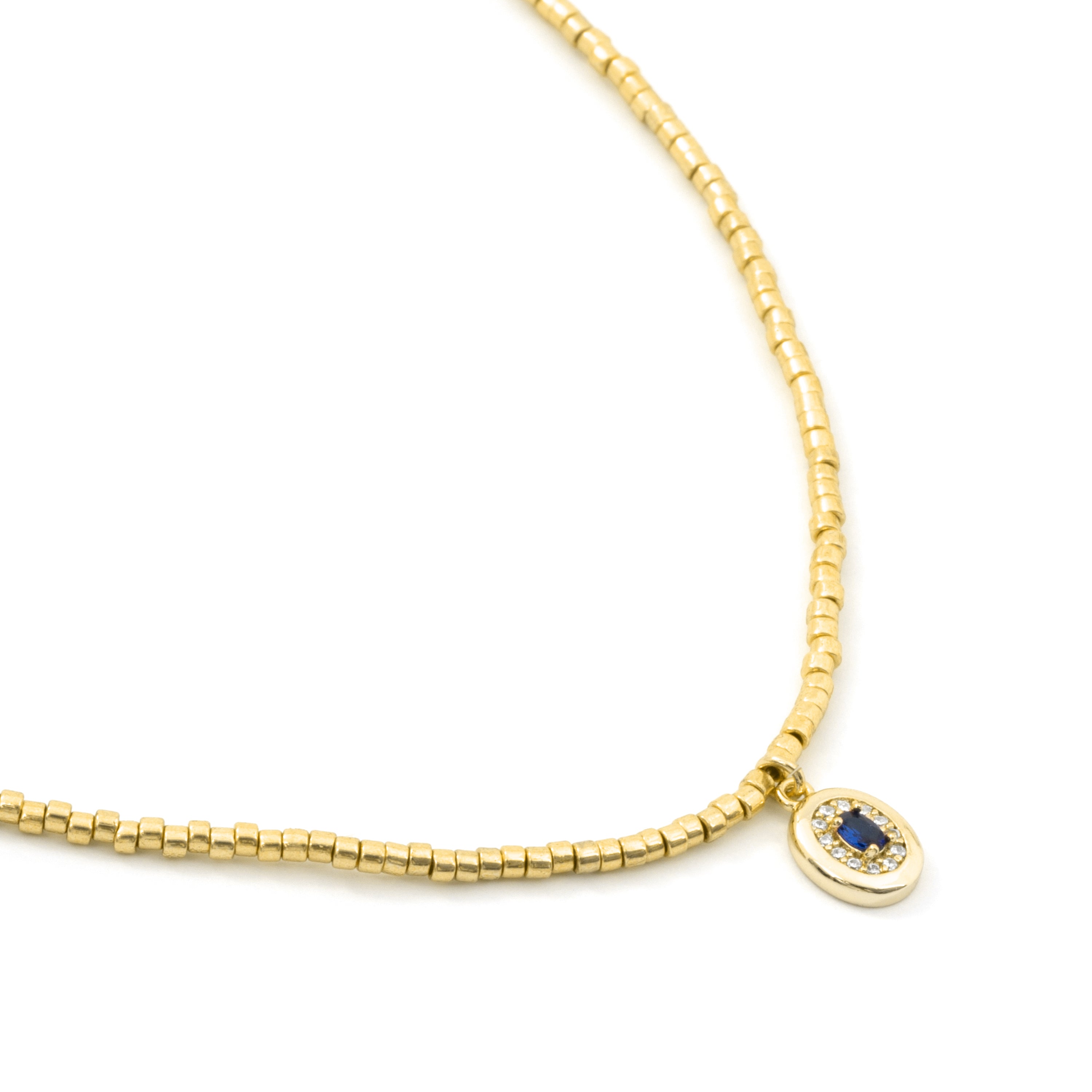 Collar de Circonita Zafiro acabado en oro amarillo de 18k - Sahspu
