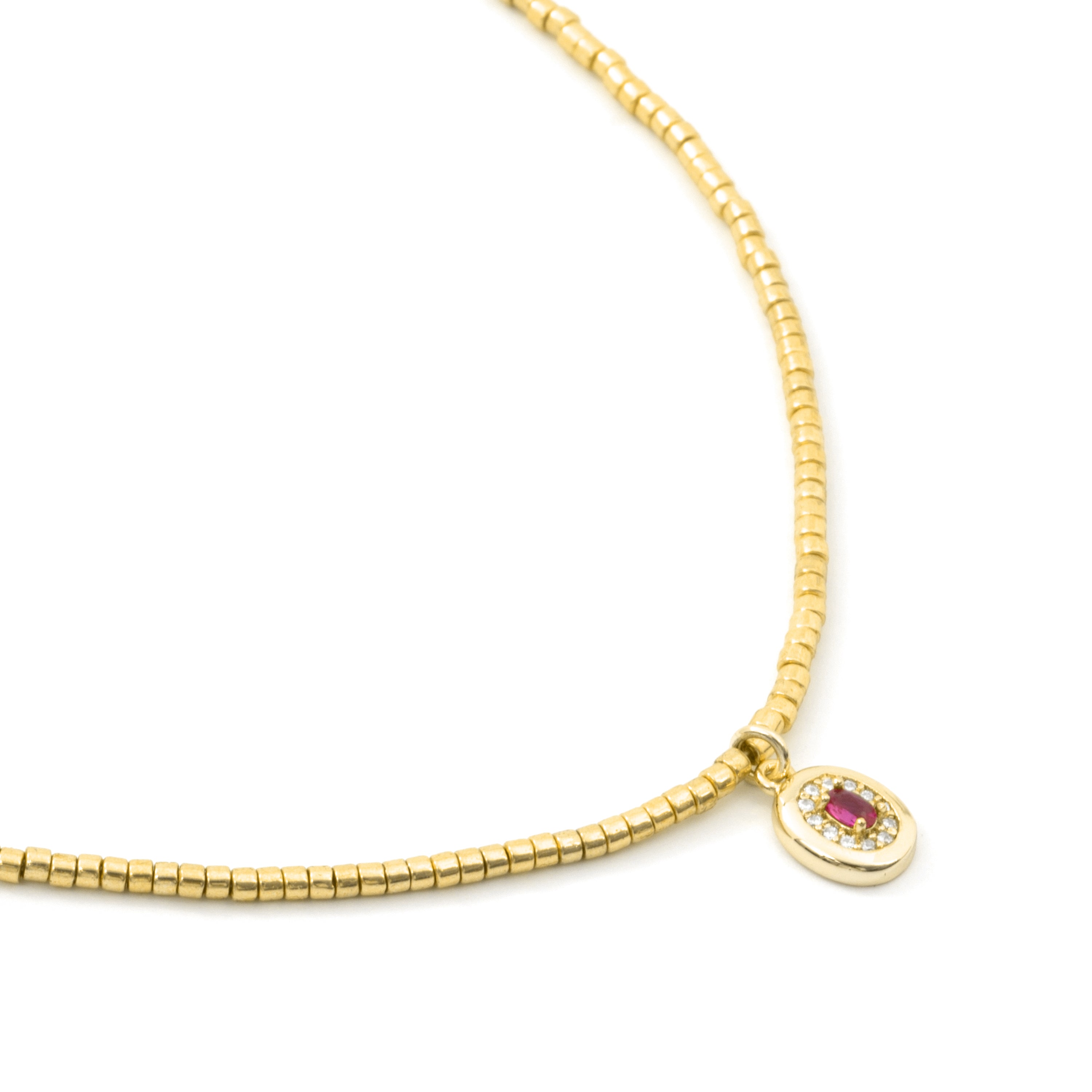 Collar de Circonita Rubí acabado en oro amarillo de 18k - Sahspu