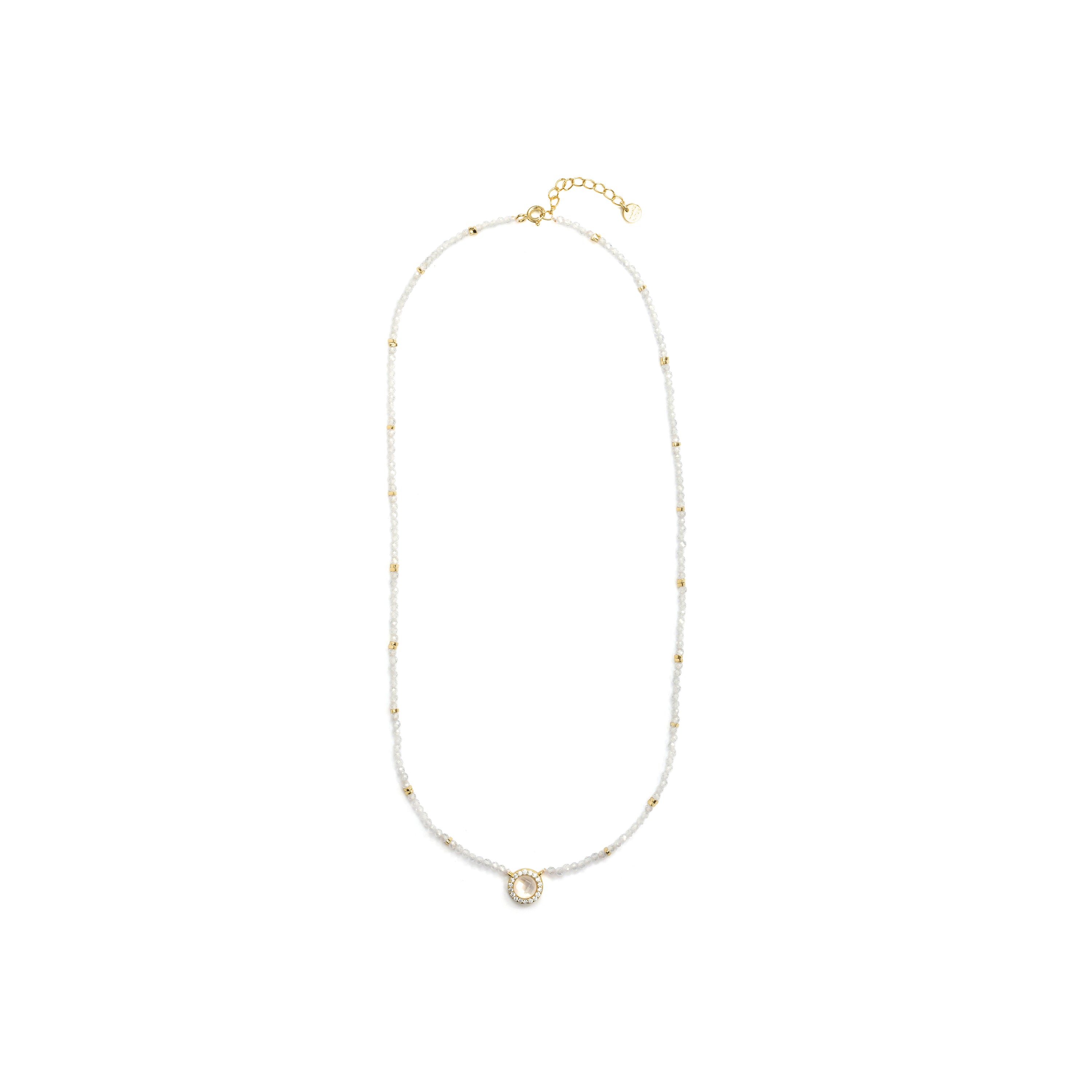 Collar de Cristal de Roca y Madreperla acabado en oro amarillo de 18k - Tasass