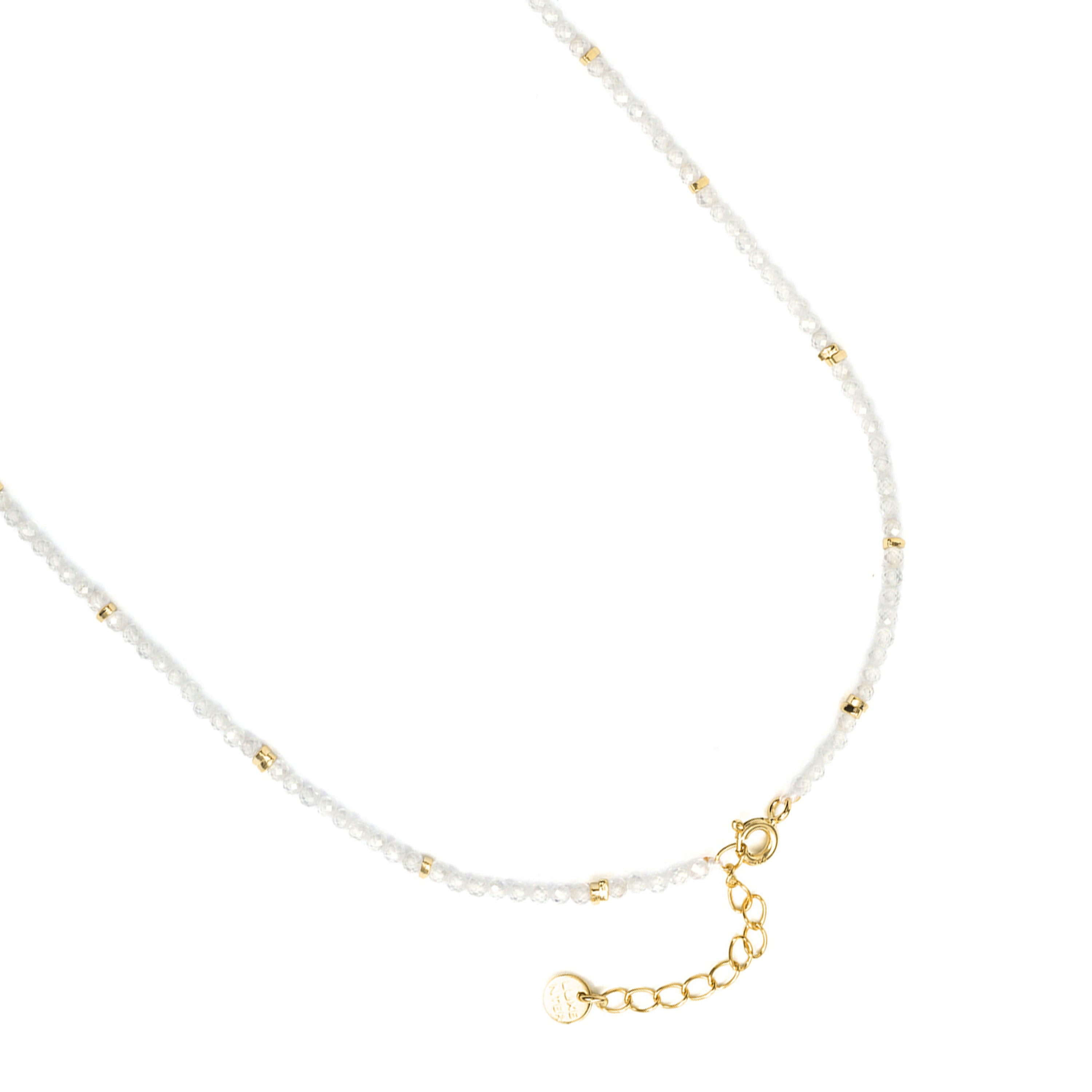 Collar de Cristal de Roca y Madreperla acabado en oro amarillo de 18k - Tasass