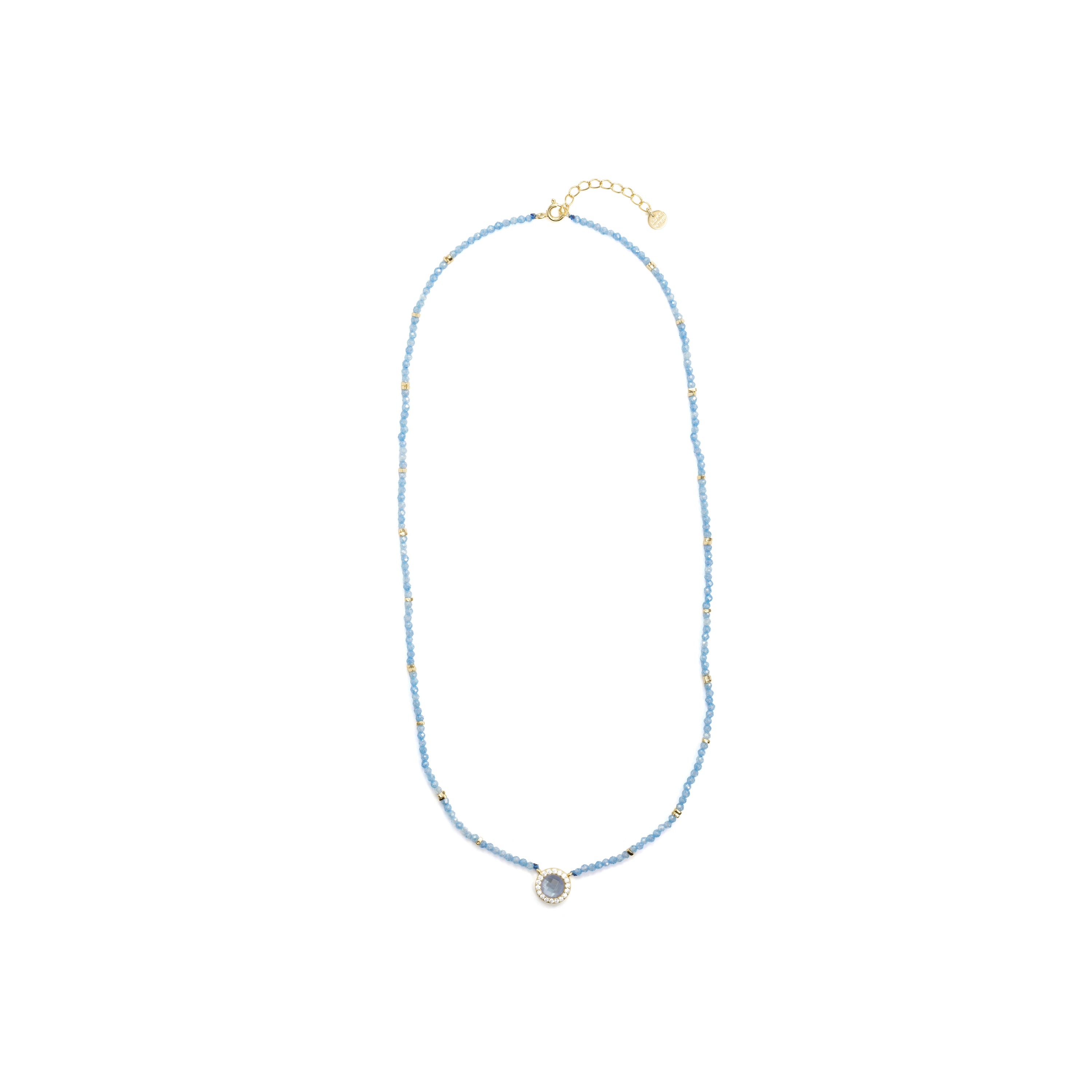 Collar de Doblete Azul Ch acabado en oro amarillo de 18k - Tasass
