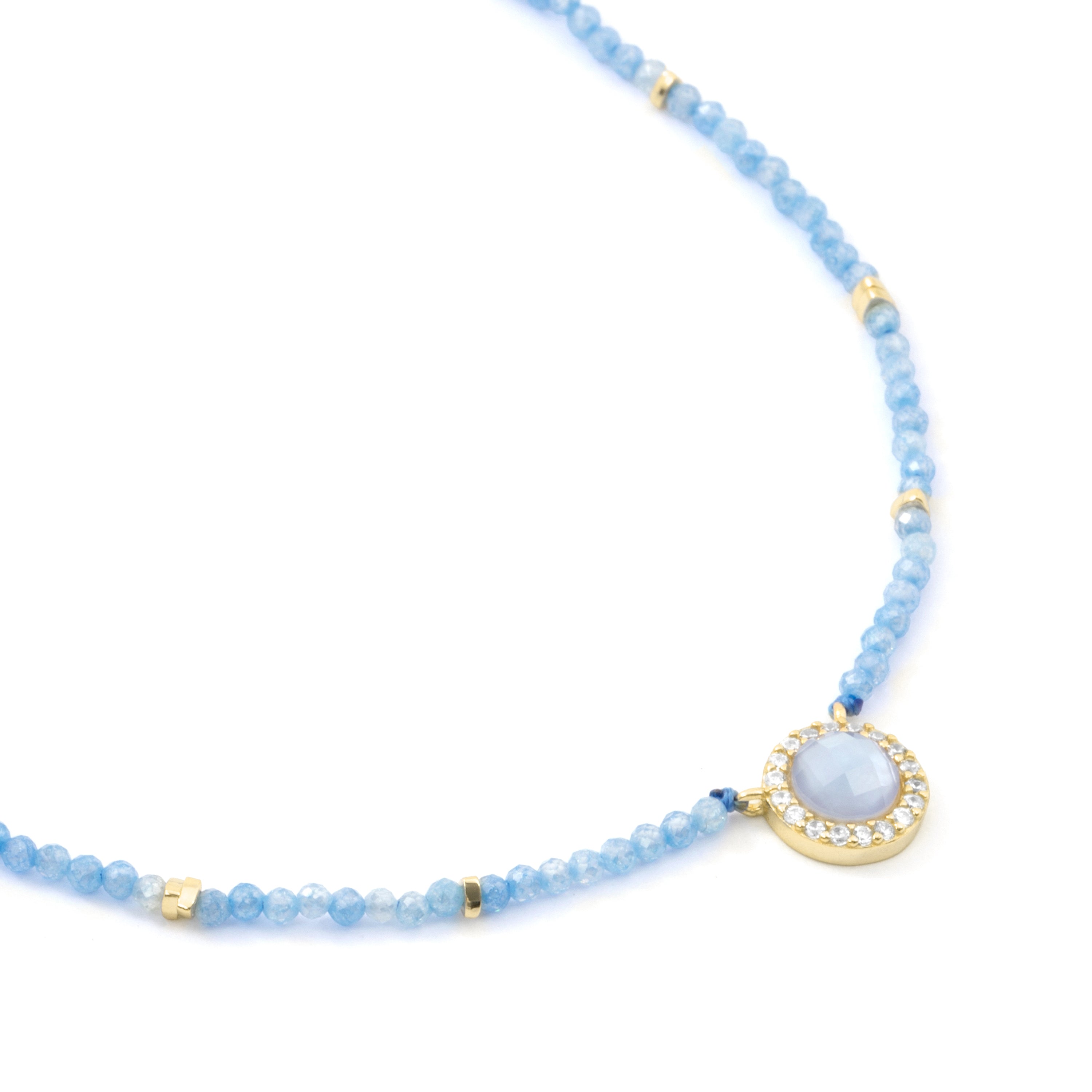 Collar de Doblete Azul Ch acabado en oro amarillo de 18k - Tasass