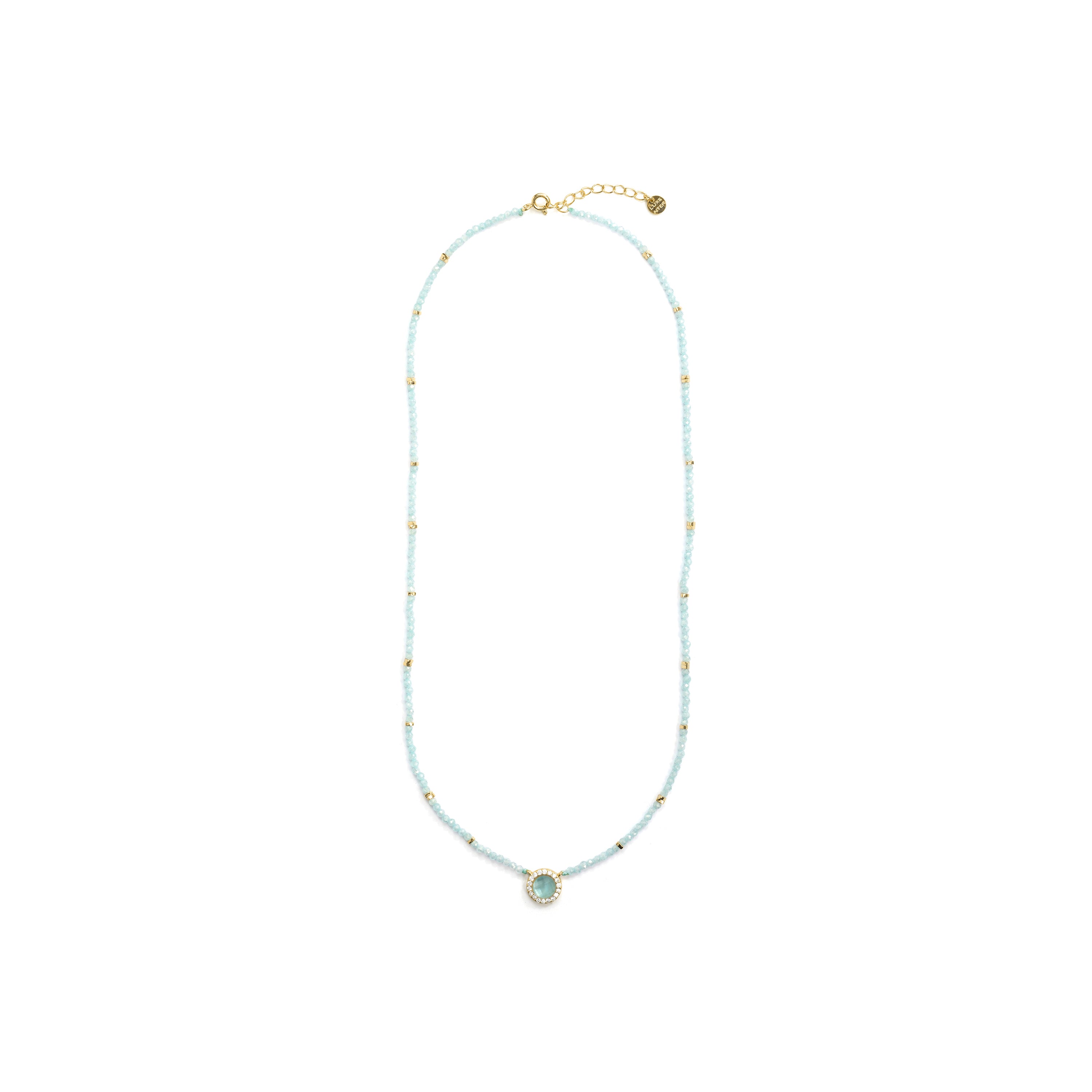 Collar de Doblete Azul Claro Ch acabado en oro amarillo de 18k - Tasass