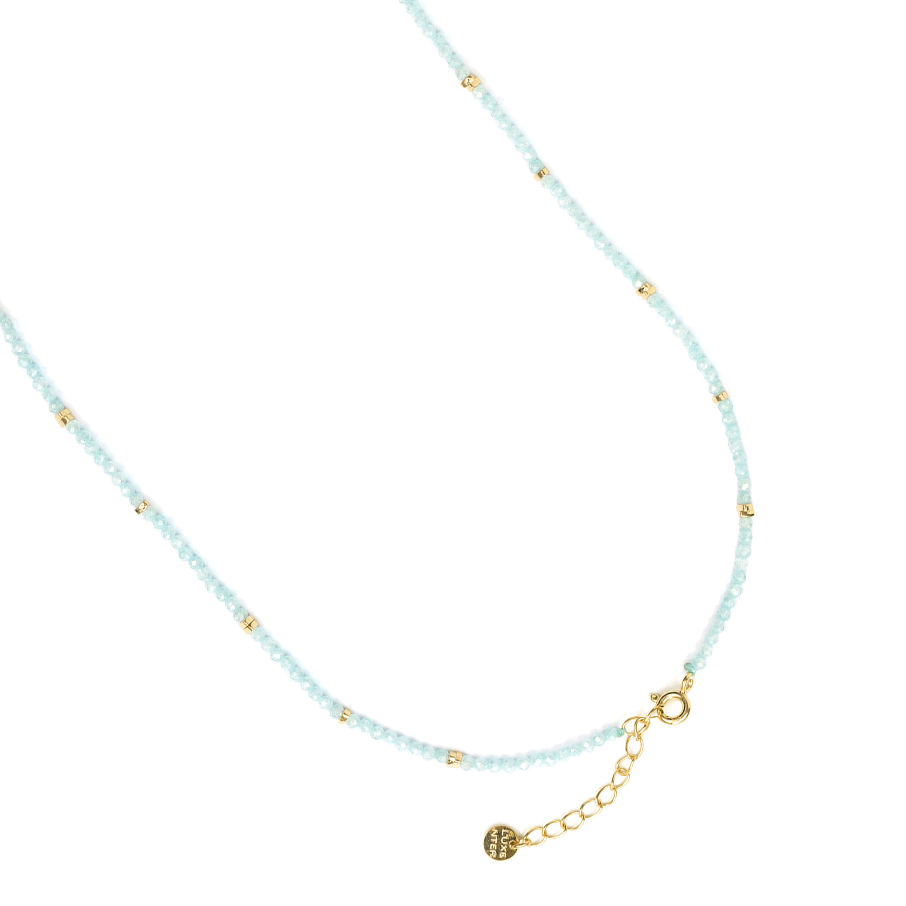 Collar de Doblete Azul Claro Ch acabado en oro amarillo de 18k - Tasass