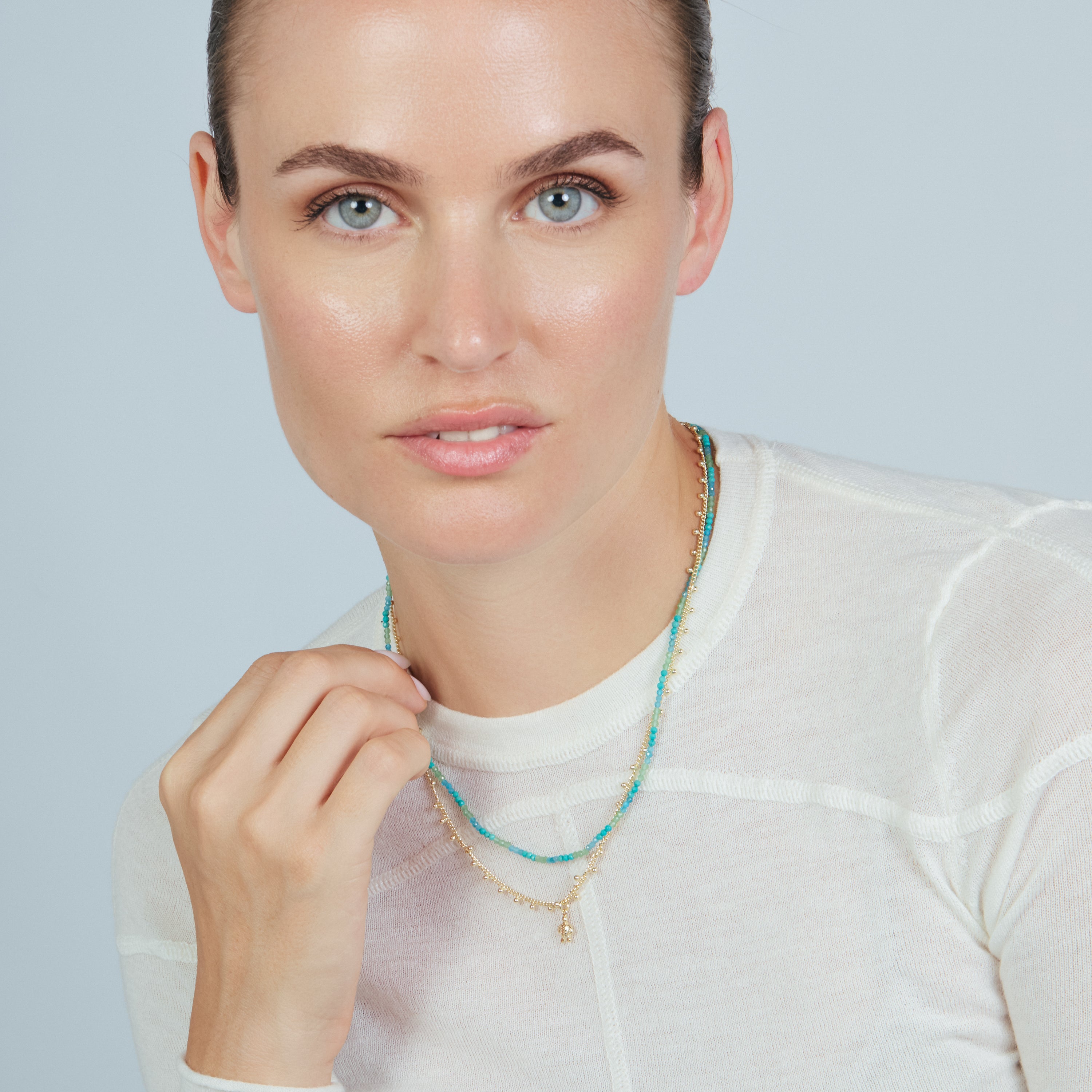 Collar de Turquesa acabado en oro amarillo de 18k - Arad