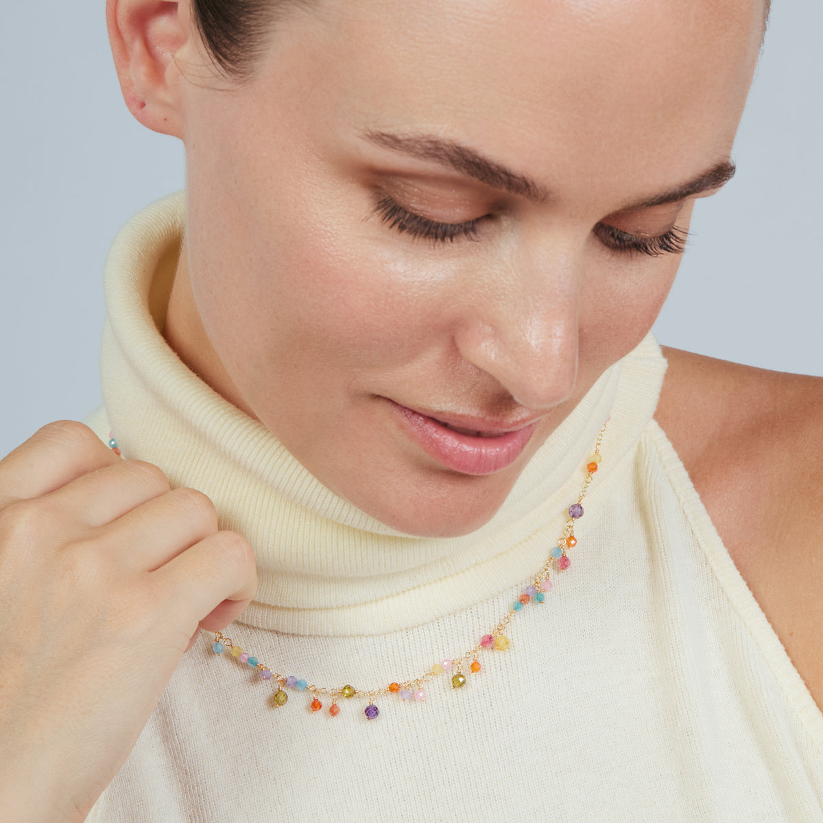 Collana in zirconia multicolore con finitura in oro giallo 18 carati - Nensa