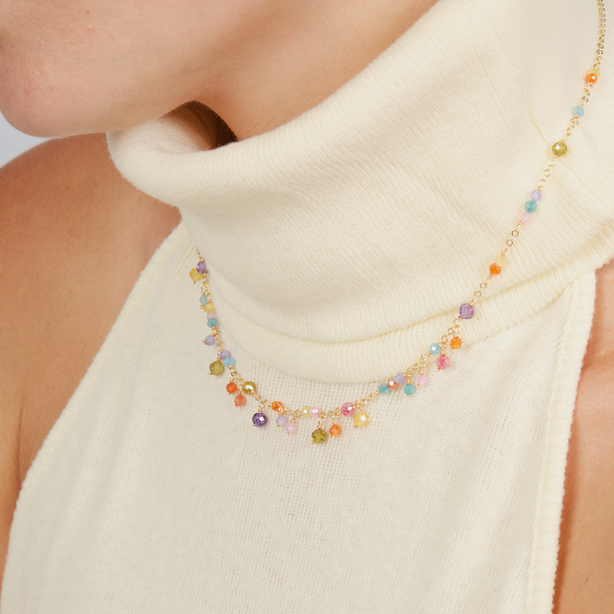 Collana in zirconia multicolore con finitura in oro giallo 18 carati - Nensa