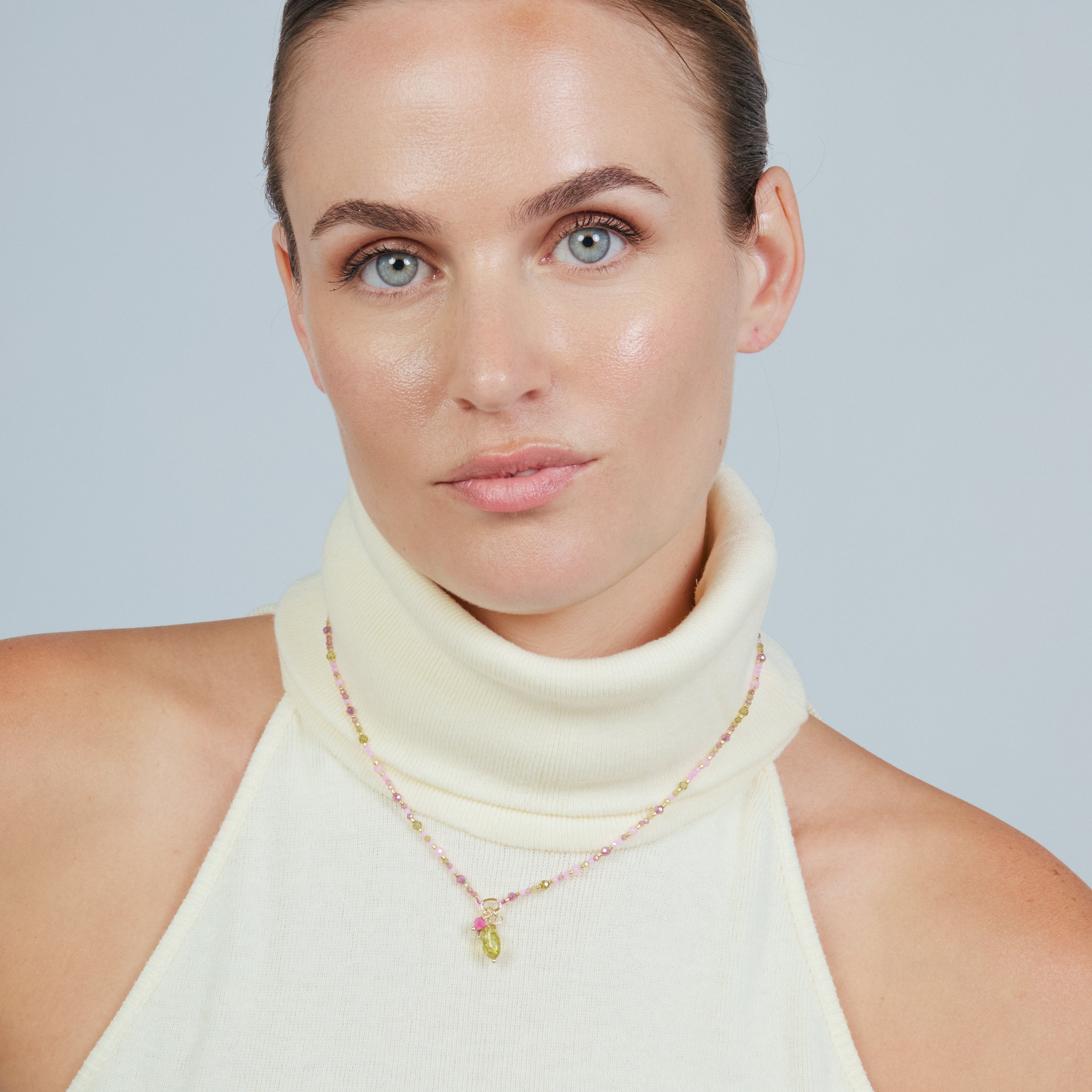 Collar de Cristal Morado acabado en oro amarillo de 18k - Jaros