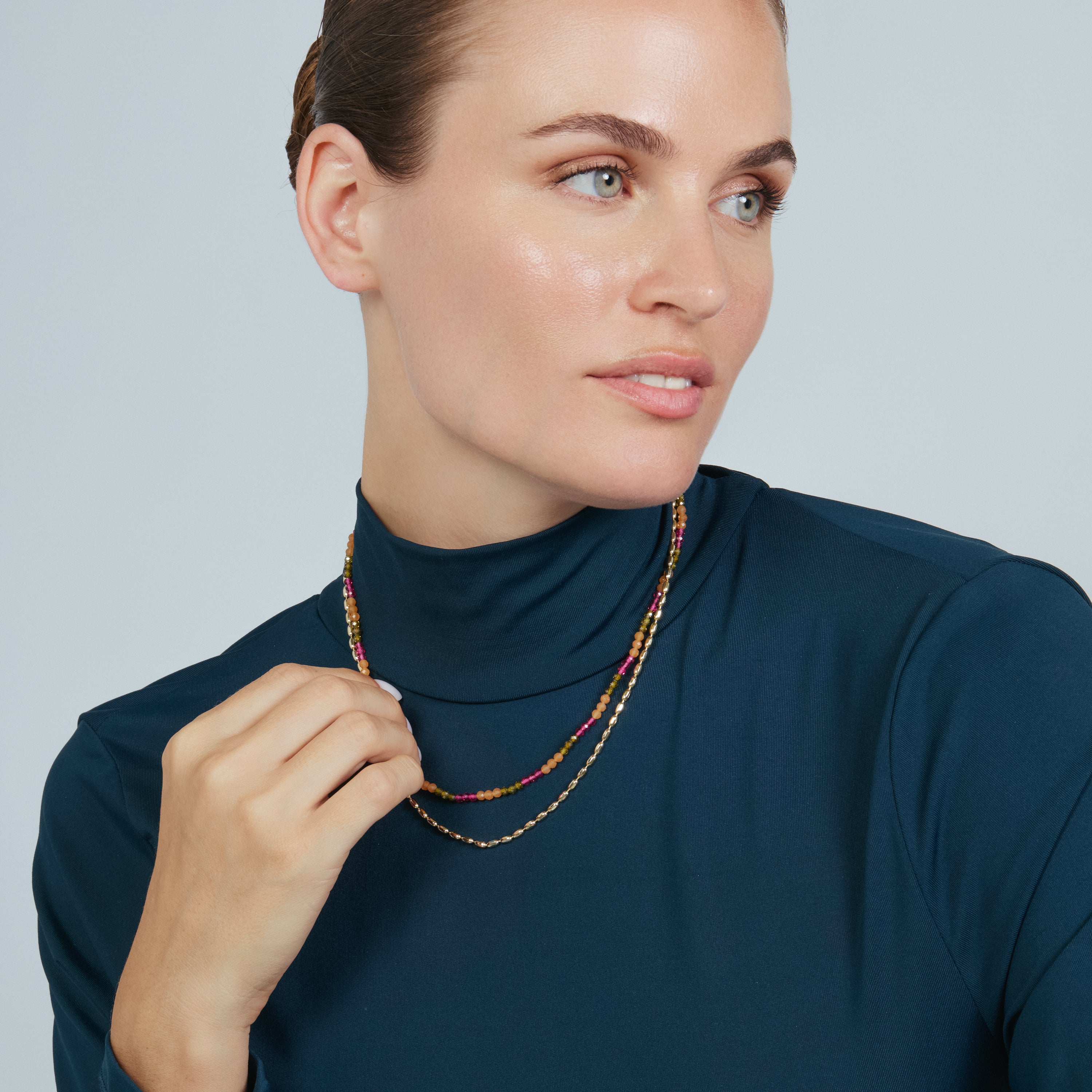 Collar de Cristal Multicolor acabado en oro amarillo de 18k - Jorong