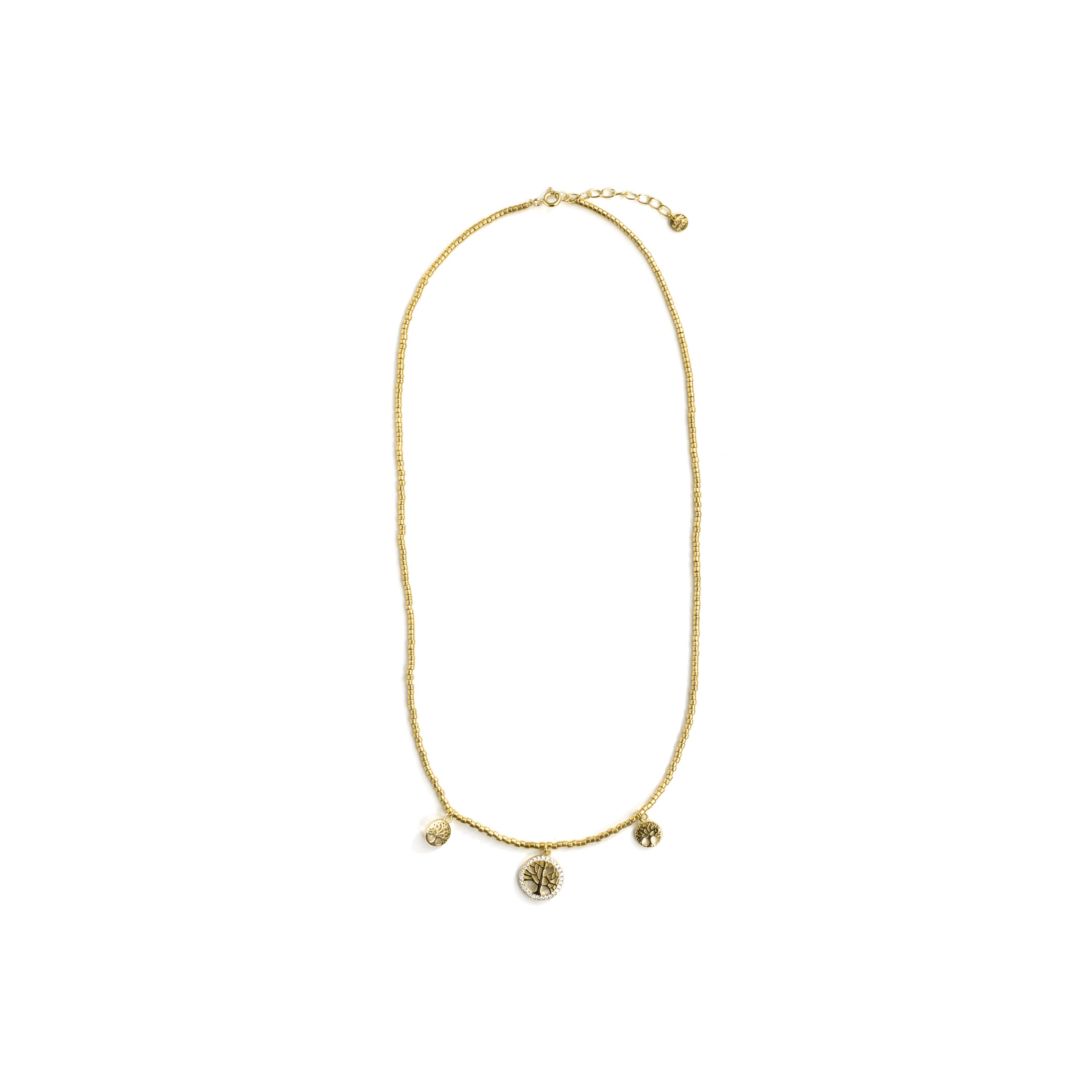 Collar de Circonita Brillante acabado en oro amarillo de 18k - Arbol Vida