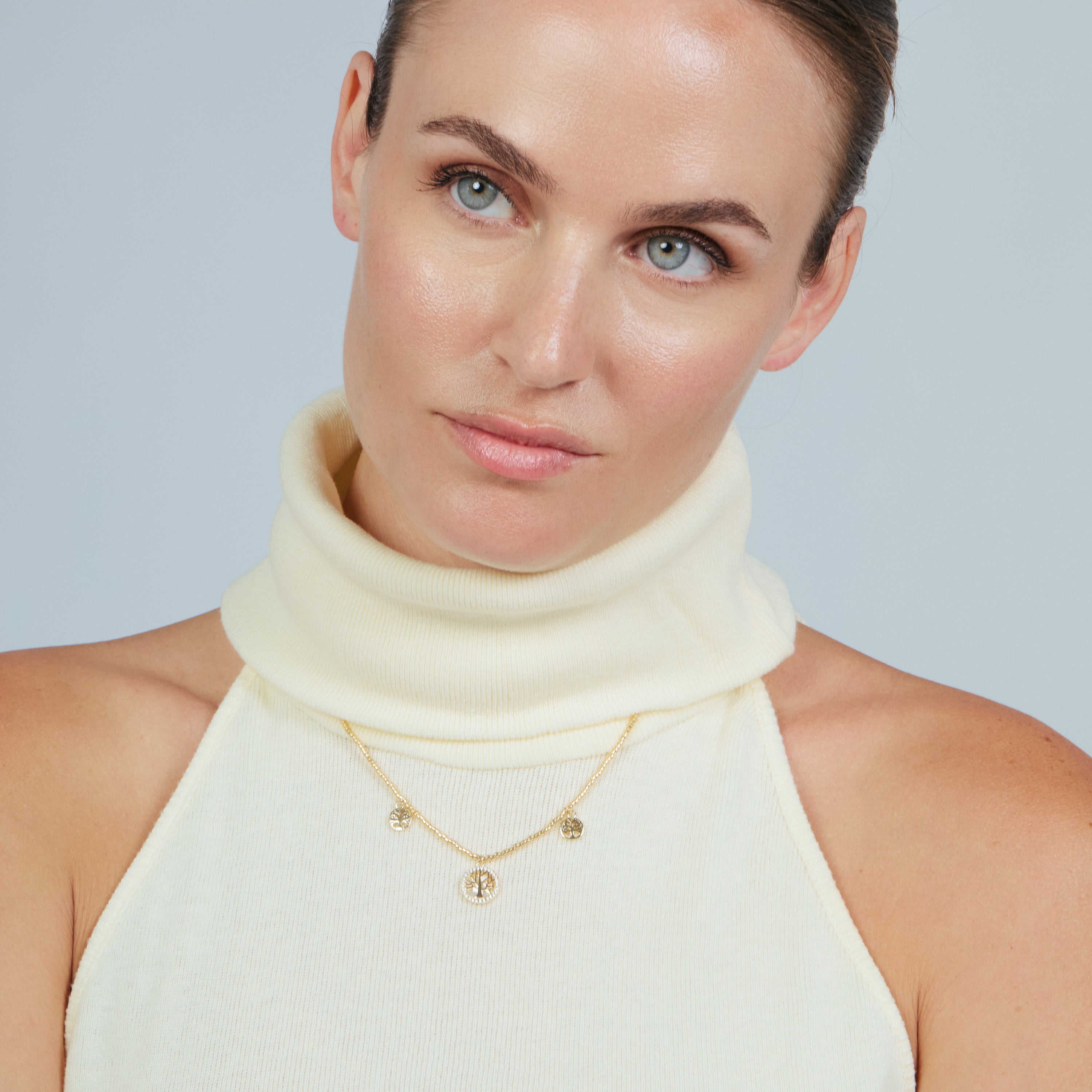 Collar de Circonita Brillante acabado en oro amarillo de 18k - Arbol Vida