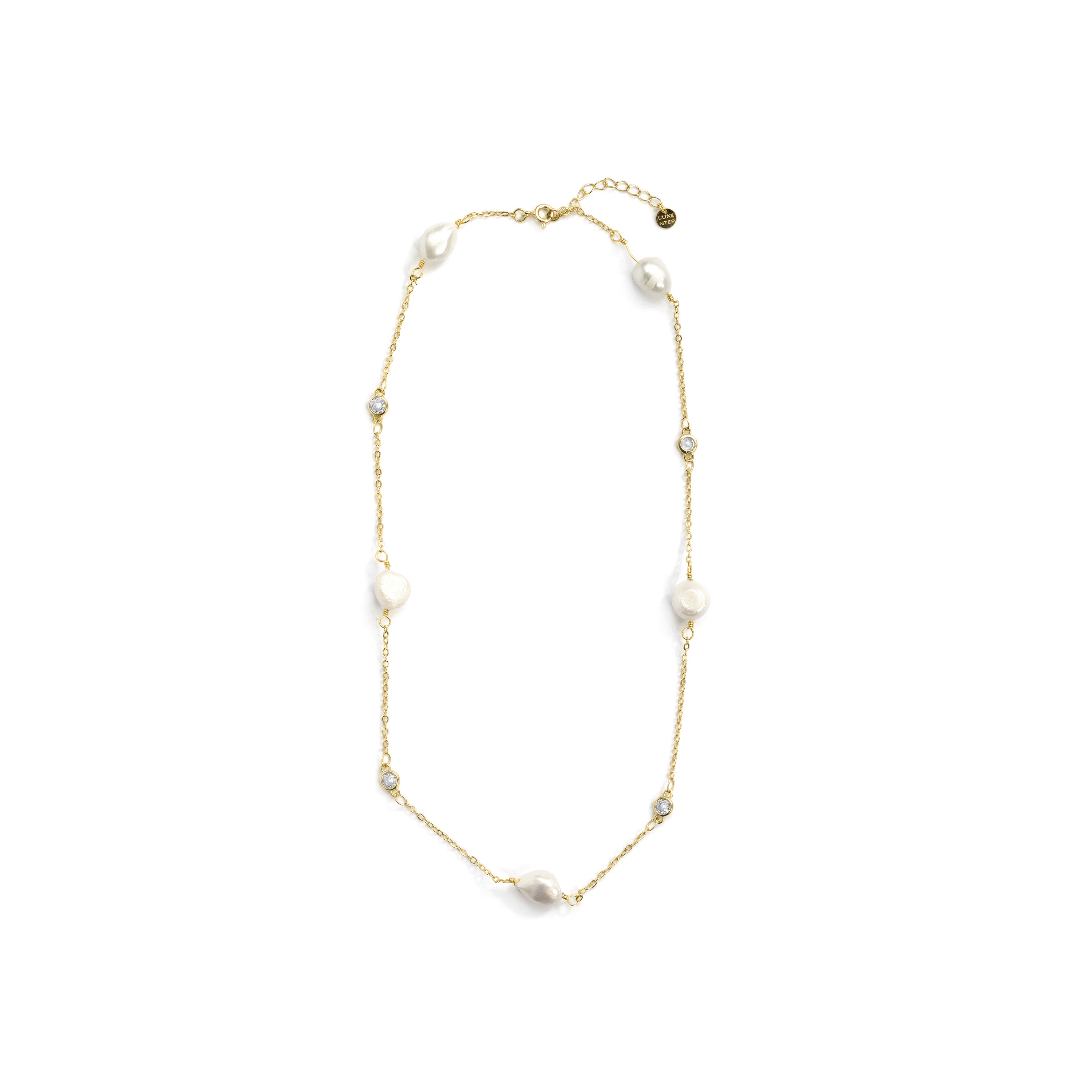 Collar de Perla Blanca acabado en oro amarillo de 18k - Micnoch