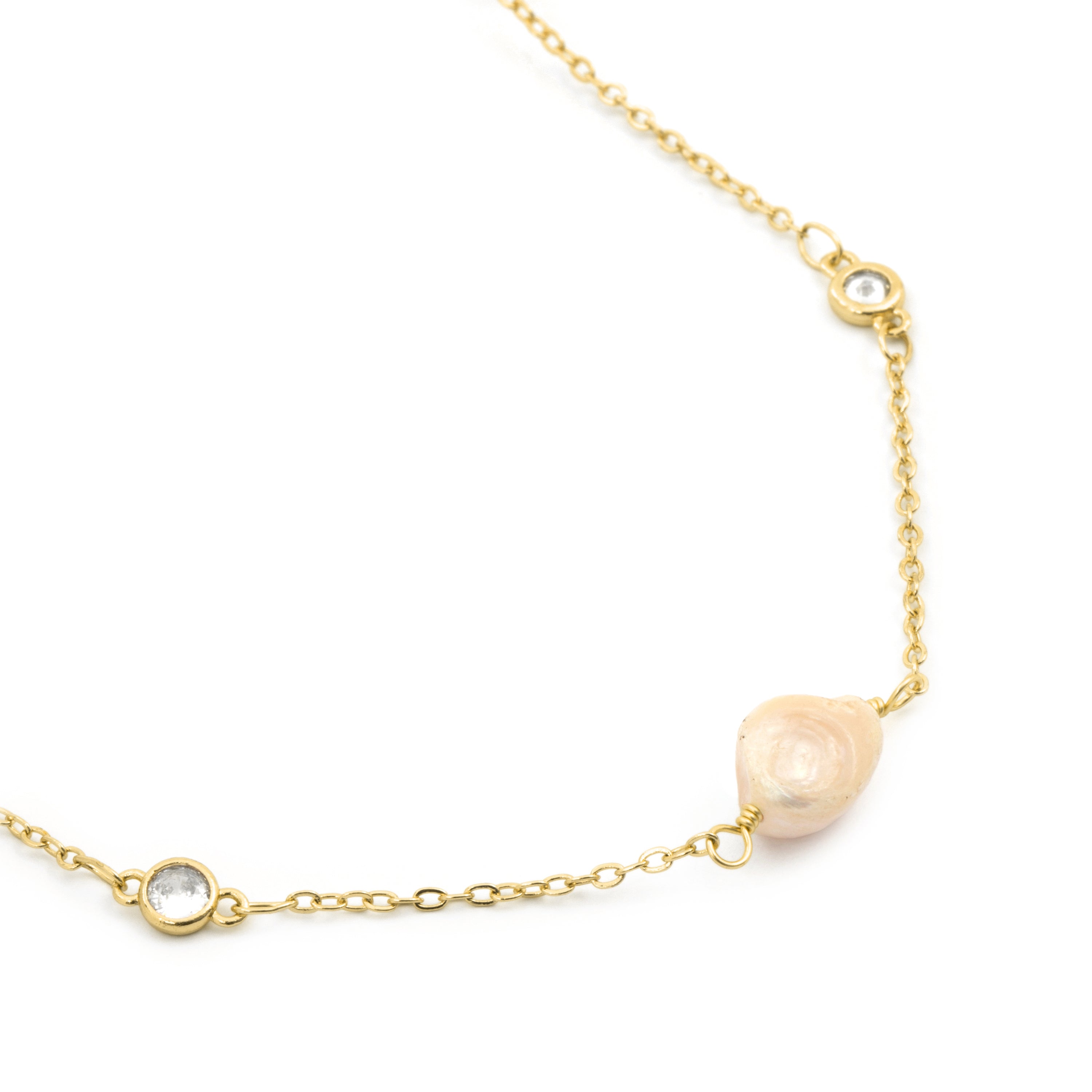 Collar de Perla Blanca acabado en oro amarillo de 18k - Micnoch