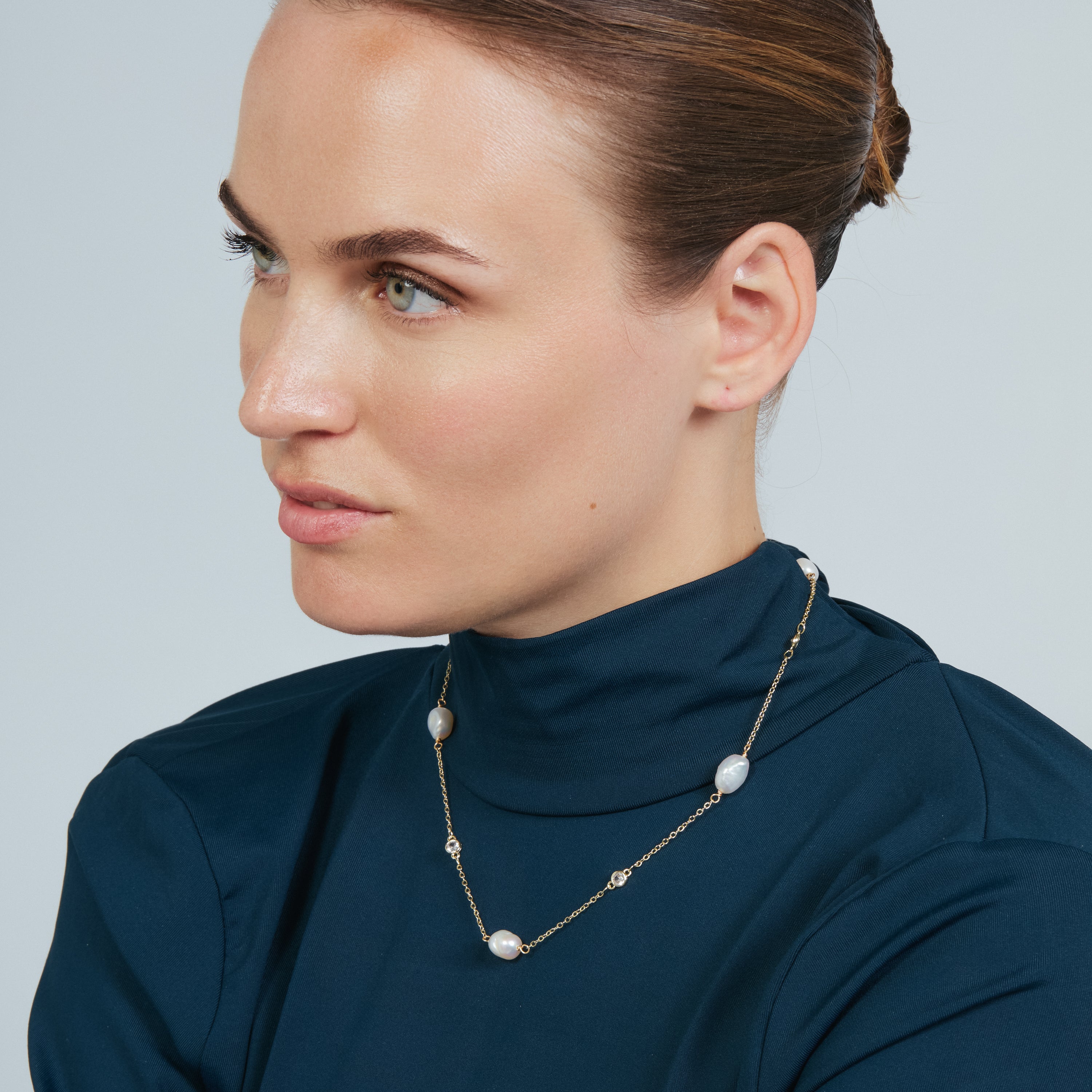 Collar de Perla Blanca acabado en oro amarillo de 18k - Micnoch